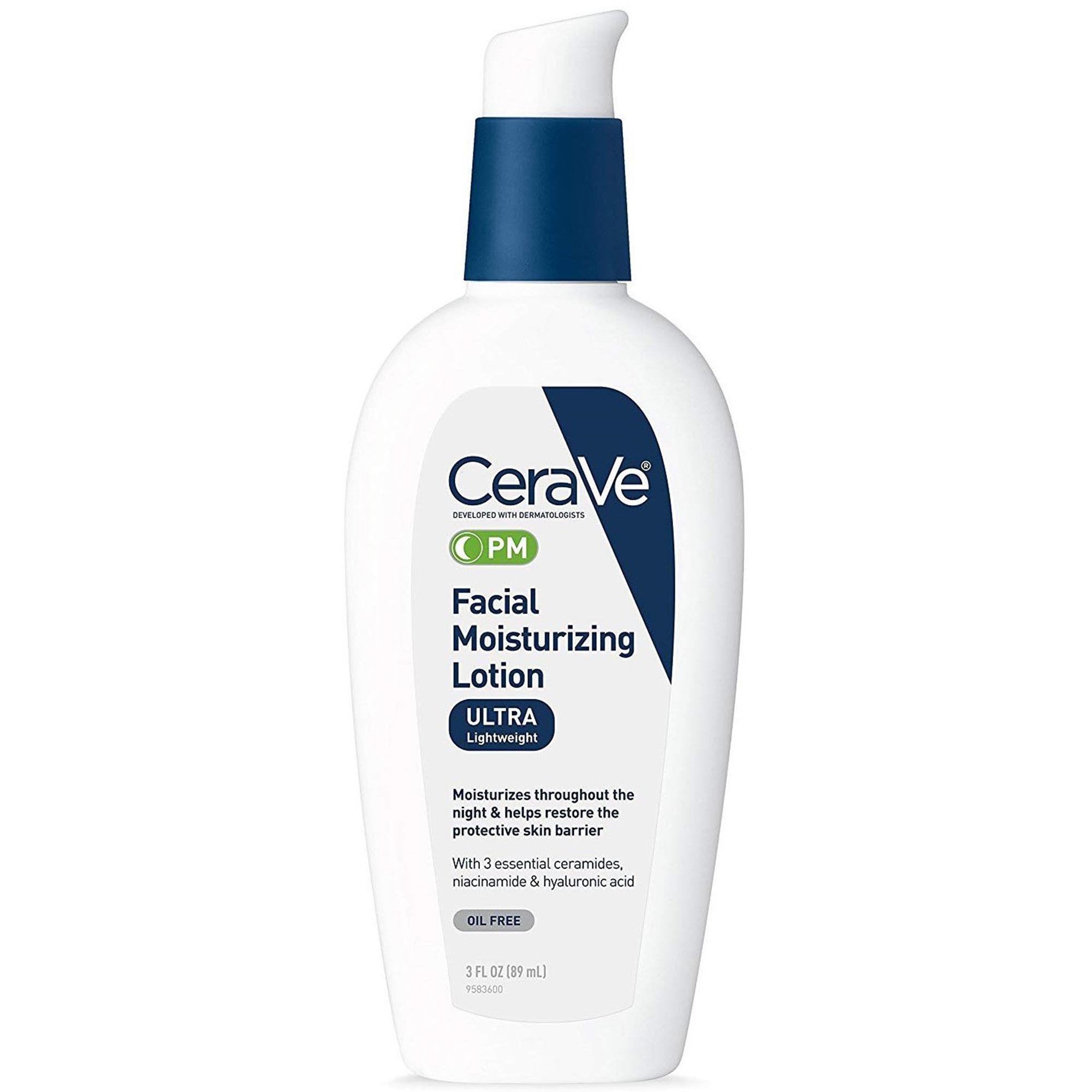Facial Moisturizer CeraVe® PM 3 oz. Pump Bottle Unscented Lotion 60600053745