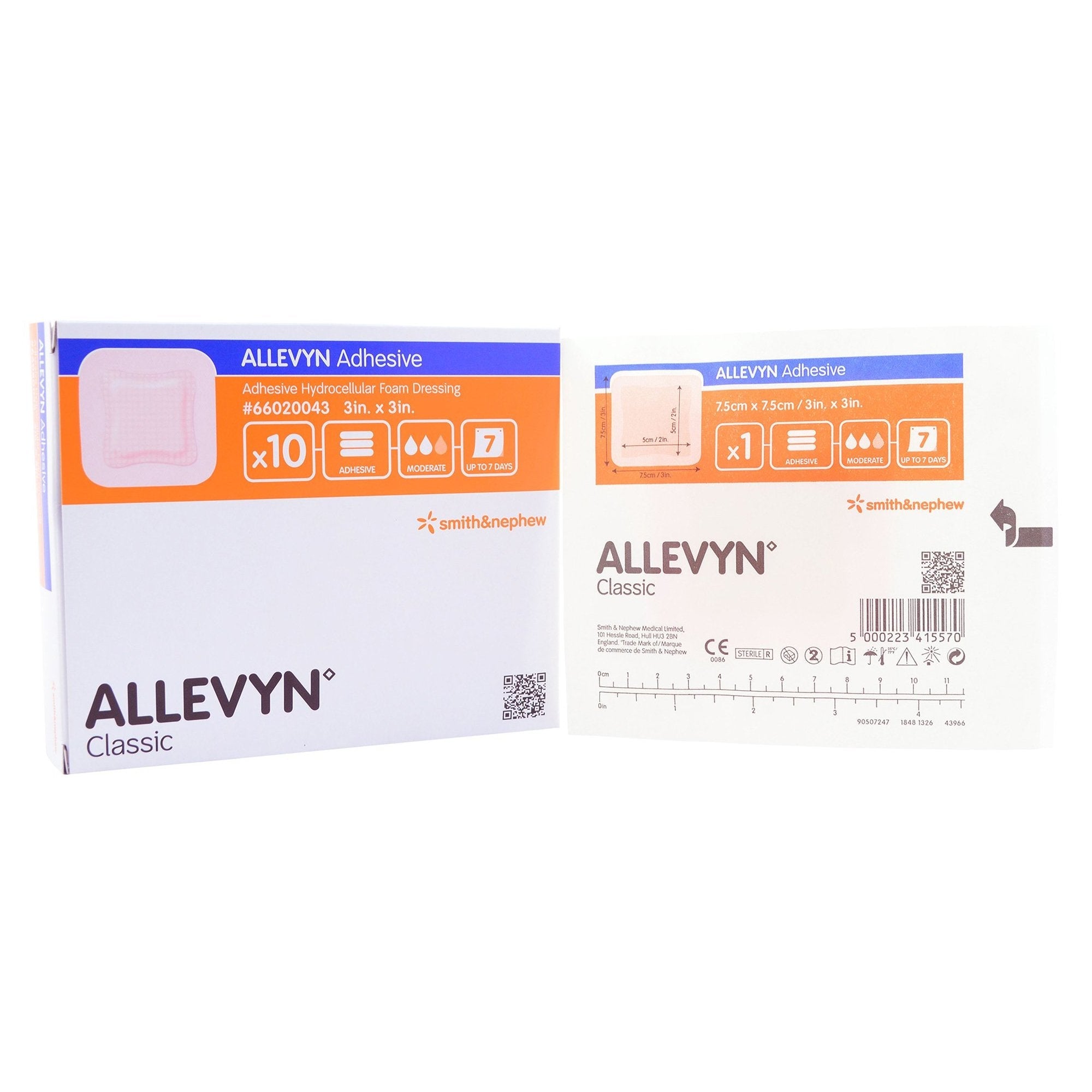 Allevyn Adhesive with Border Foam Dressing, 3 x 3 Inch 66020043