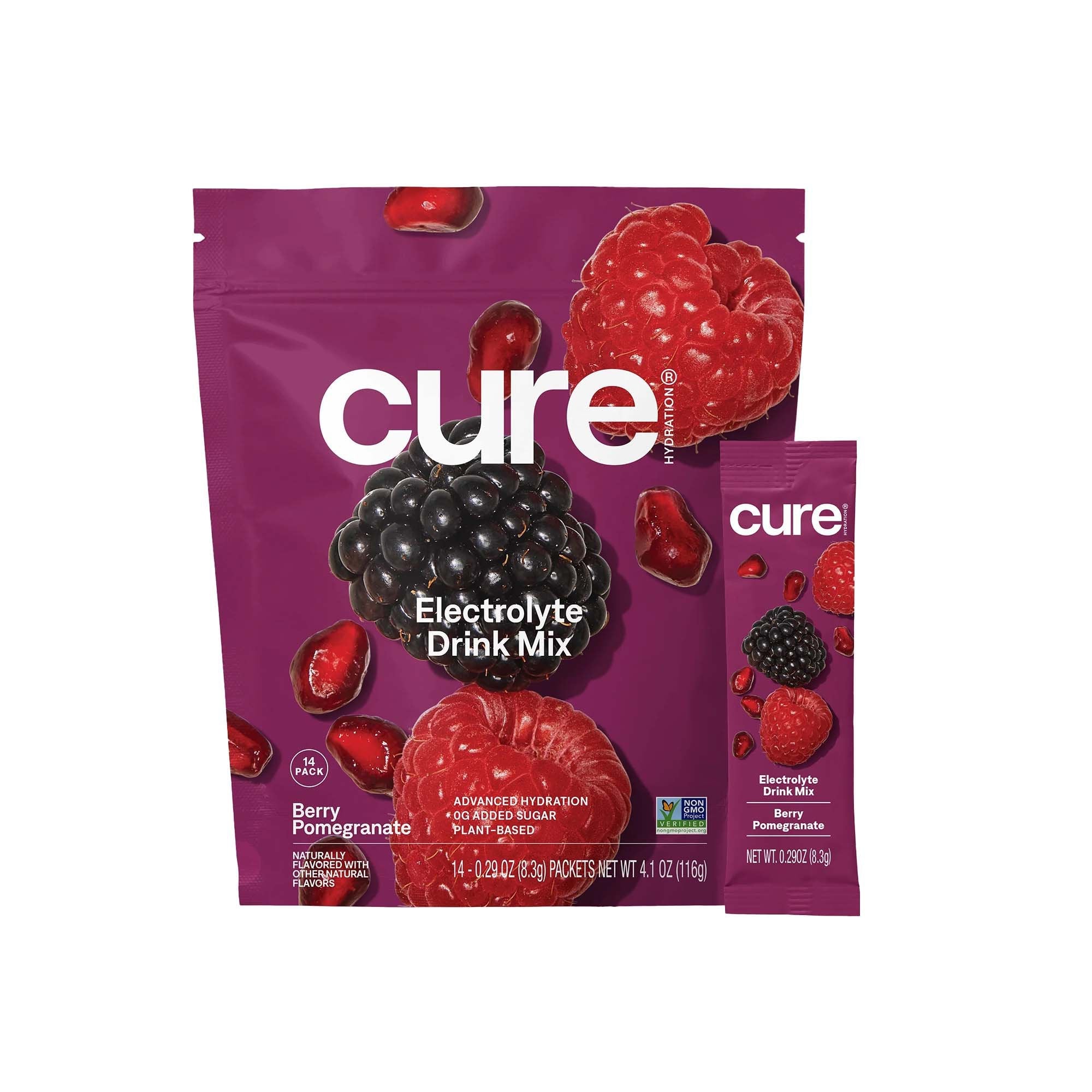 Cure Electrolyte Drink Mix made with Coconut Water, Berry, 7.7-gram Packets HM1002