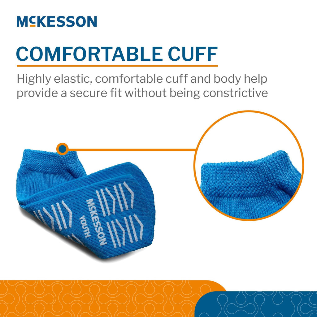 Slipper Socks McKesson Unisex Youth Single Tread Single Patient Use Light Blue 16-Y-3849