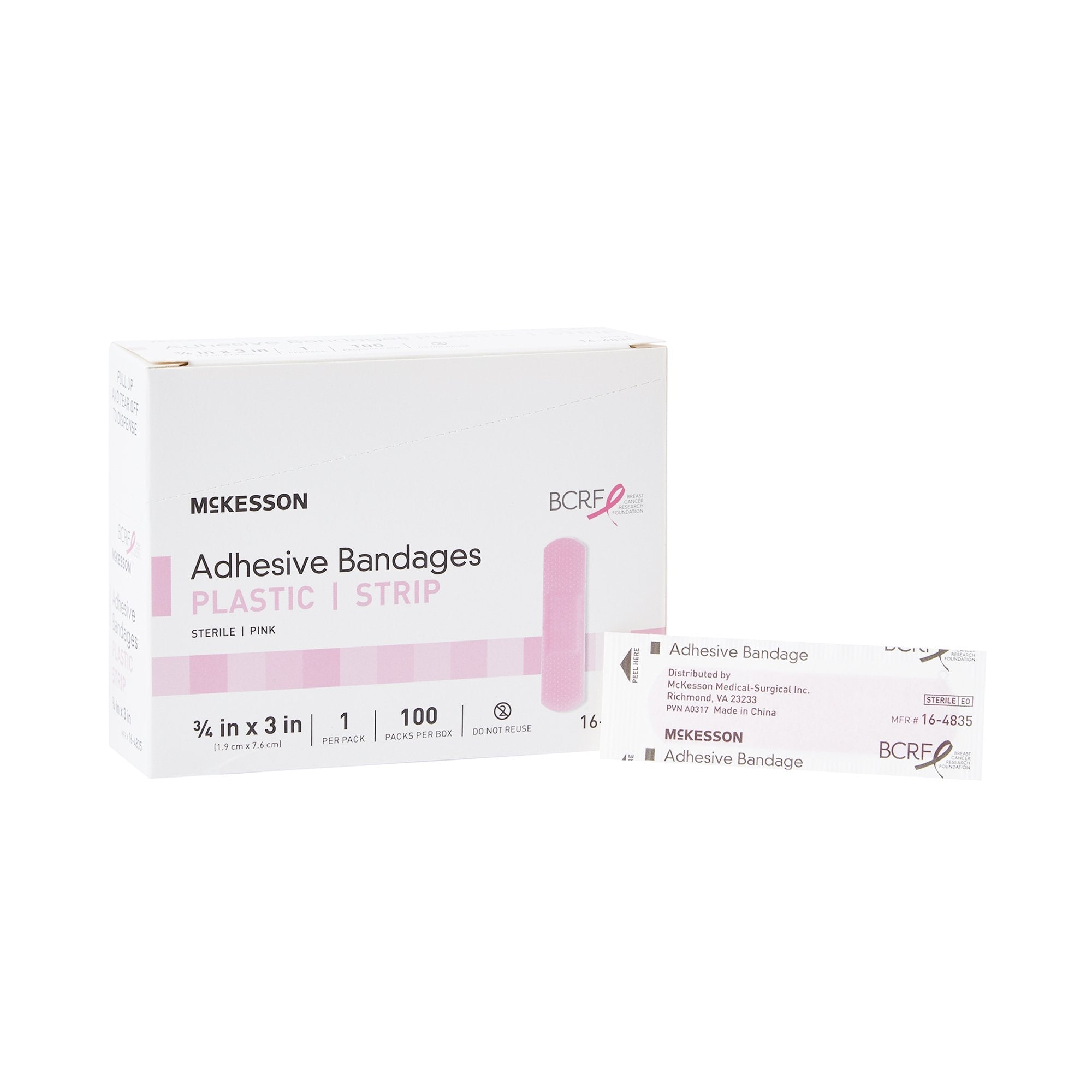 McKesson Pink Adhesive Strip, 3/4 x 3 Inch 16-4835