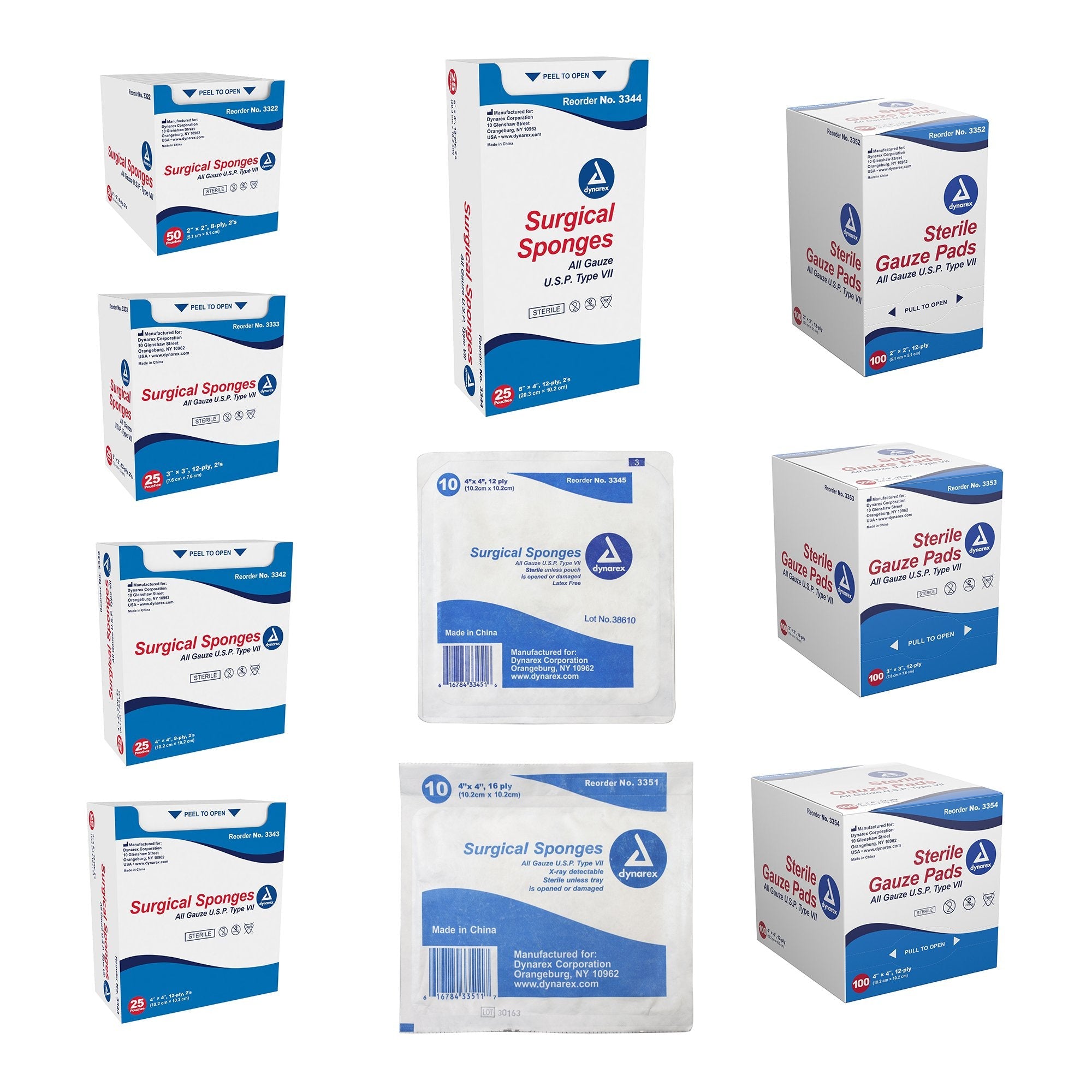 dynarex® Sterile Gauze Sponge, 2 x 2 Inch, 8-Ply 3322