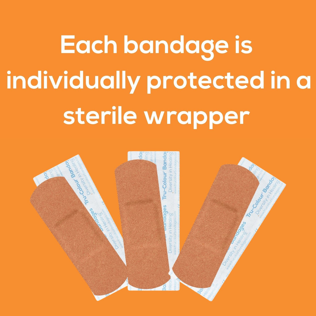 Tru-Colour Skin Tone Shade Fabric Bandage Adhesive Strips – Olive, 1 x 3 Inch TCB-GLS100