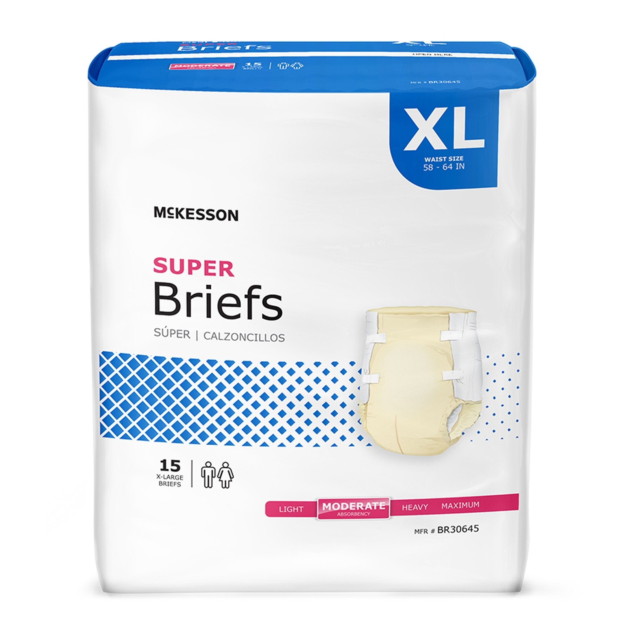McKesson Super Moderate Absorbency Incontinence Briefs, Extra Large BR30645