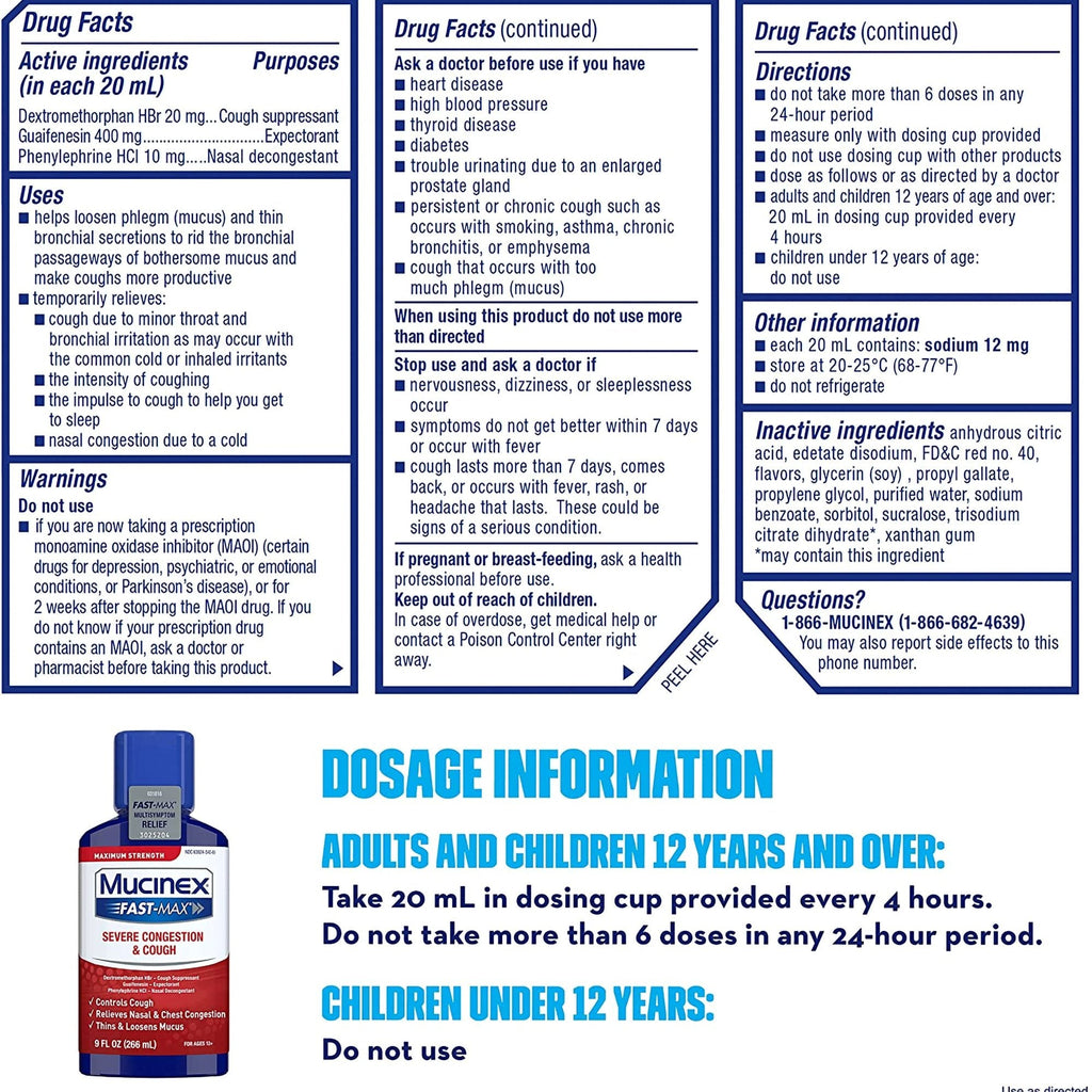 Mucinex® Fast-Max™ Severe Congestion & Cough Liquid Maximum Strength 63824001466
