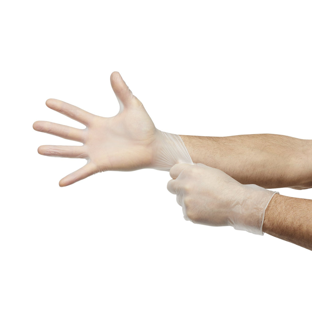 McKesson Confiderm® Vinyl Exam Glove, Medium, Clear 14-166