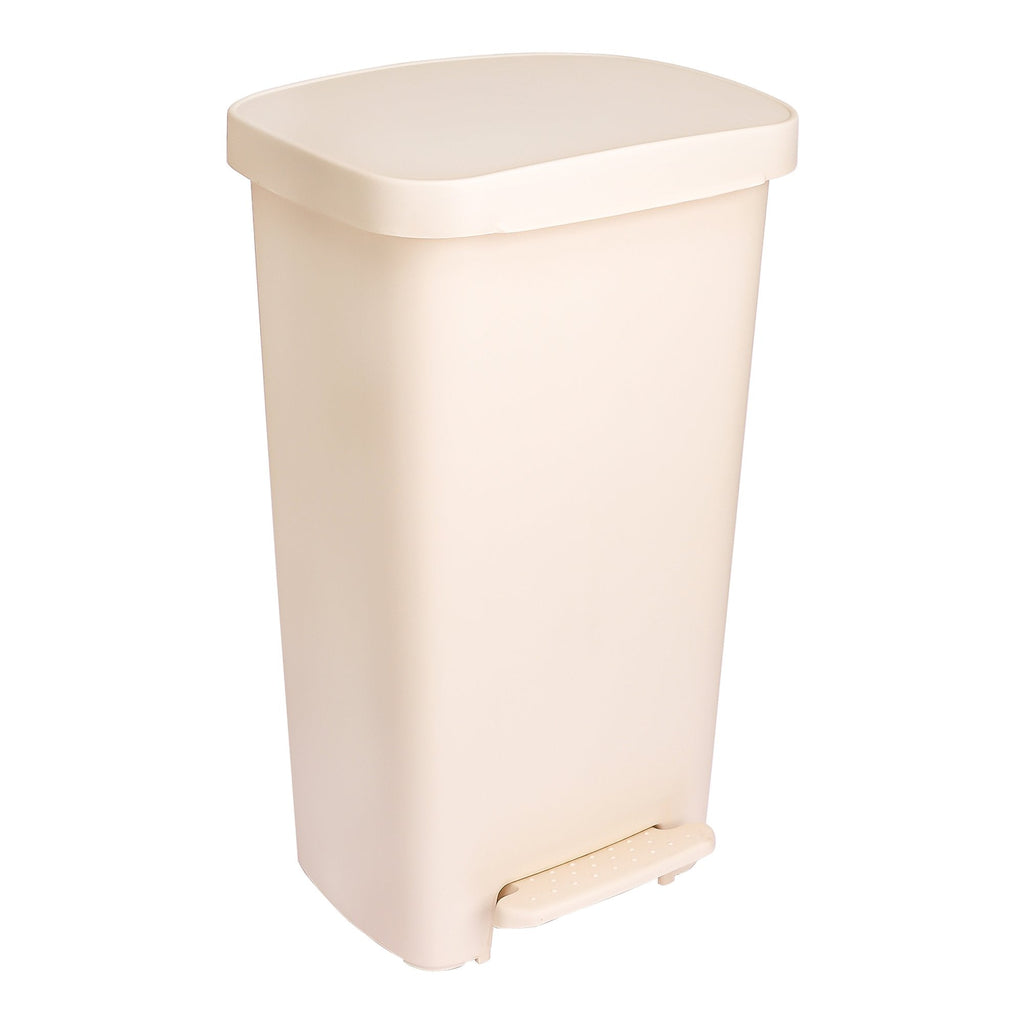 McKesson Waste Can with Step-On Pedal, Plastic, Beige, 15.16 x 14.76 x 26.57 Inch 16-25268