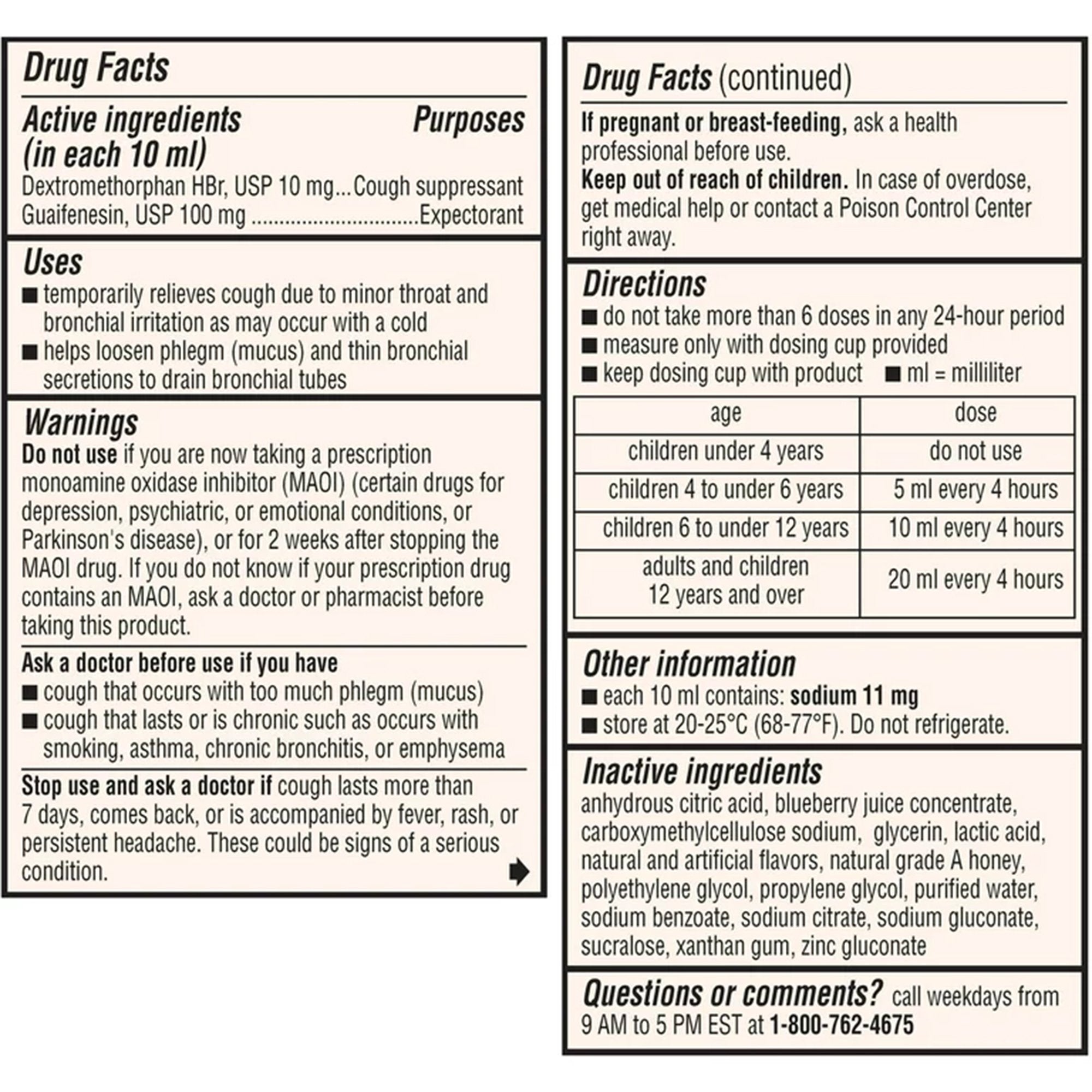 Robitussin Children's Honey Cough & Chest Congestion DM Liquid, 4-ounce bottle 00031876012