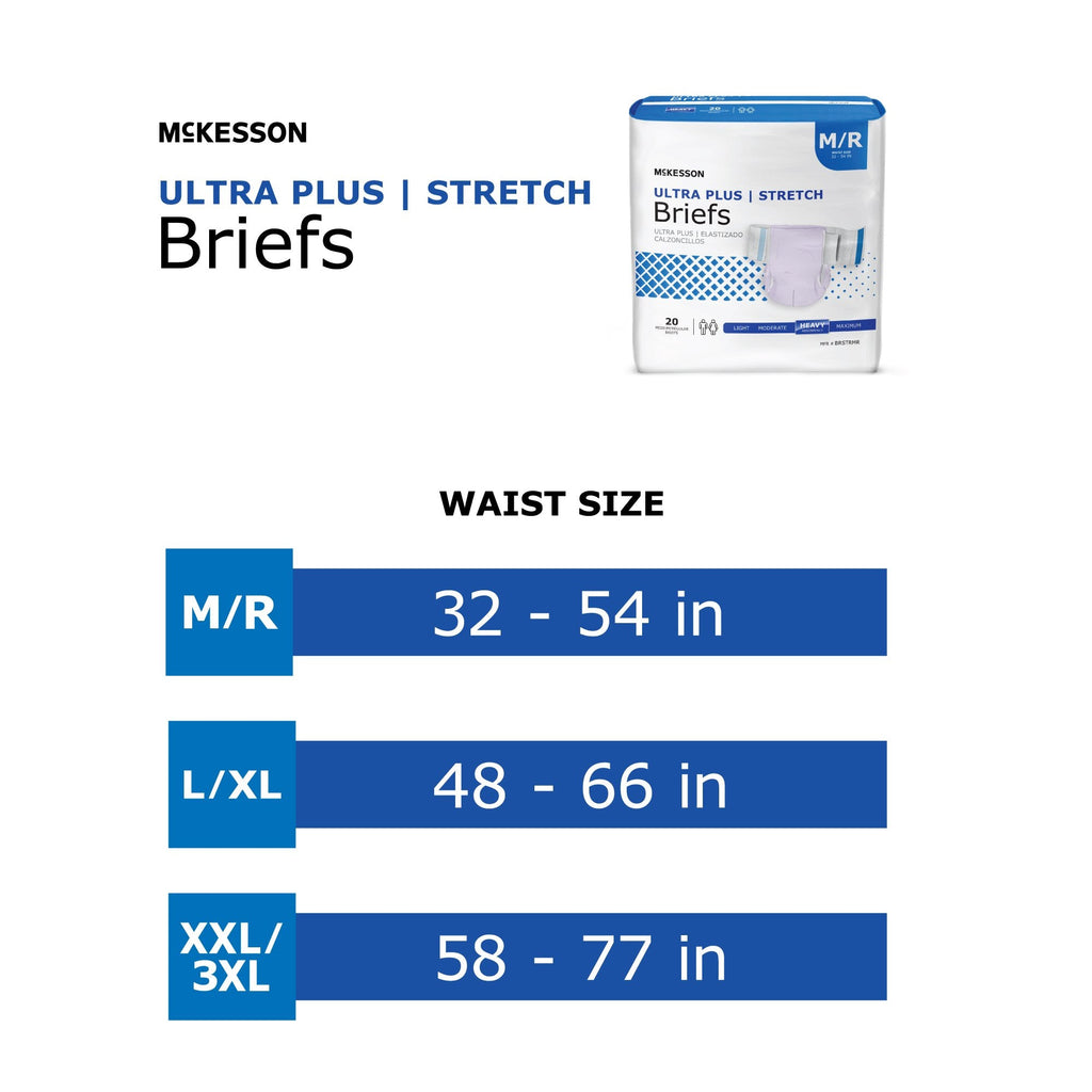 McKesson Ultra Plus Stretch Heavy Absorbency Incontinence Brief, Medium/Regular BRSTRMR