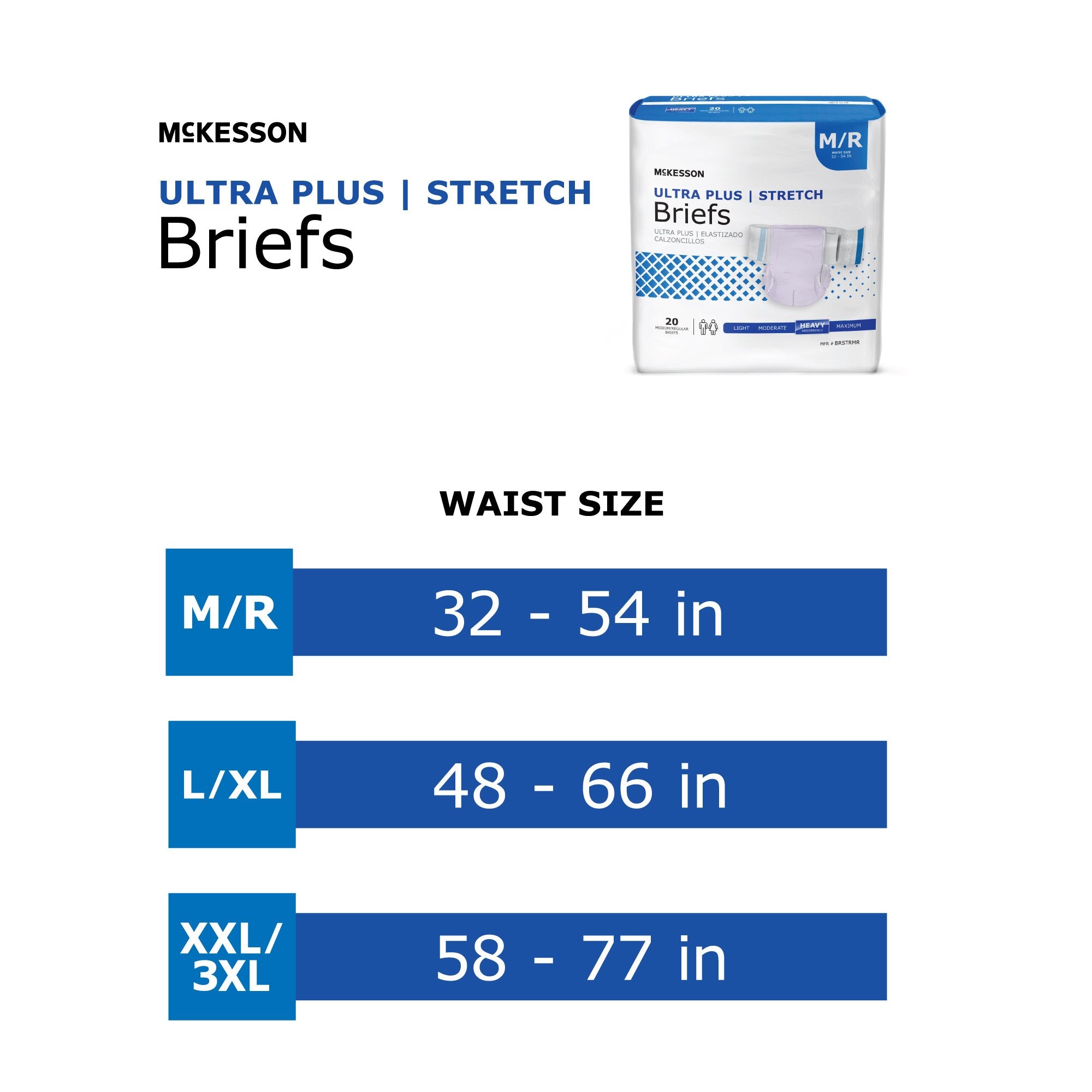 McKesson Ultra Plus Stretch Heavy Absorbency Incontinence Brief, Medium/Regular BRSTRMR