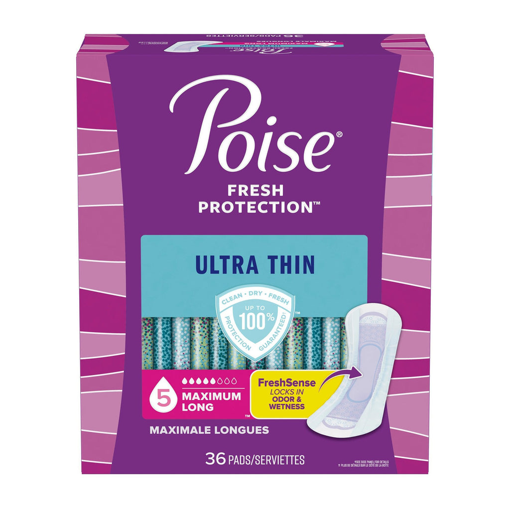 Poise® Fresh Protection™ Ultra Thin Pads, Maximum Long 54352