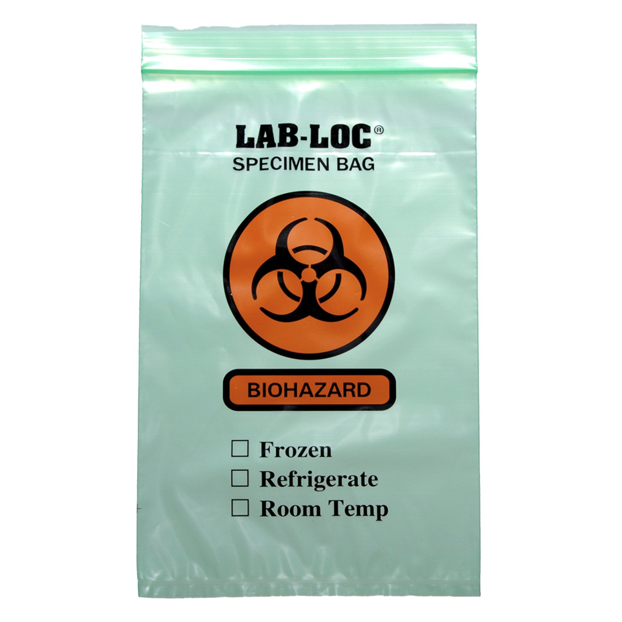 Lab-Loc Specimen Transport Bag, Document Pouch, Zip Close, Green Tinted, 6 x 9" LAB20609GR