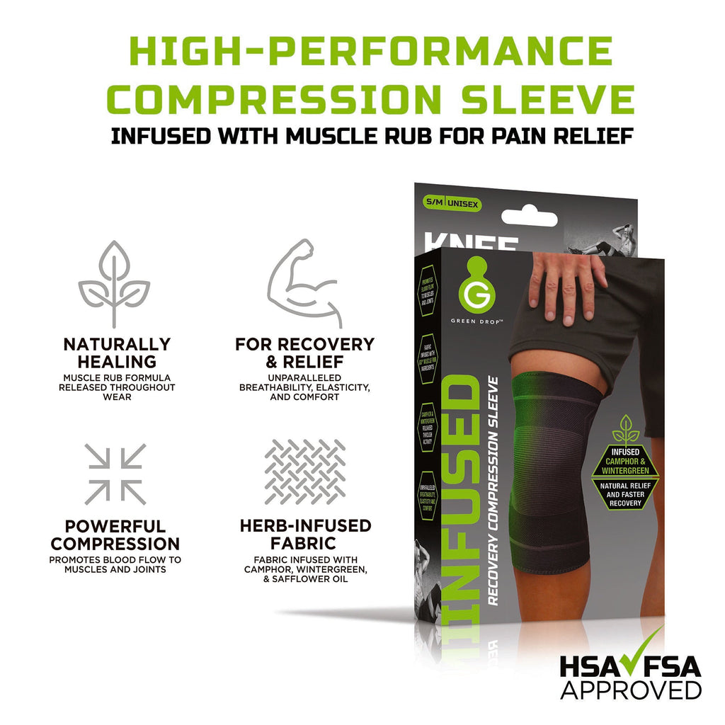 Green Drop™ Infused Compression Sleeve Knee Support, Large/Extra Large KNE-1453