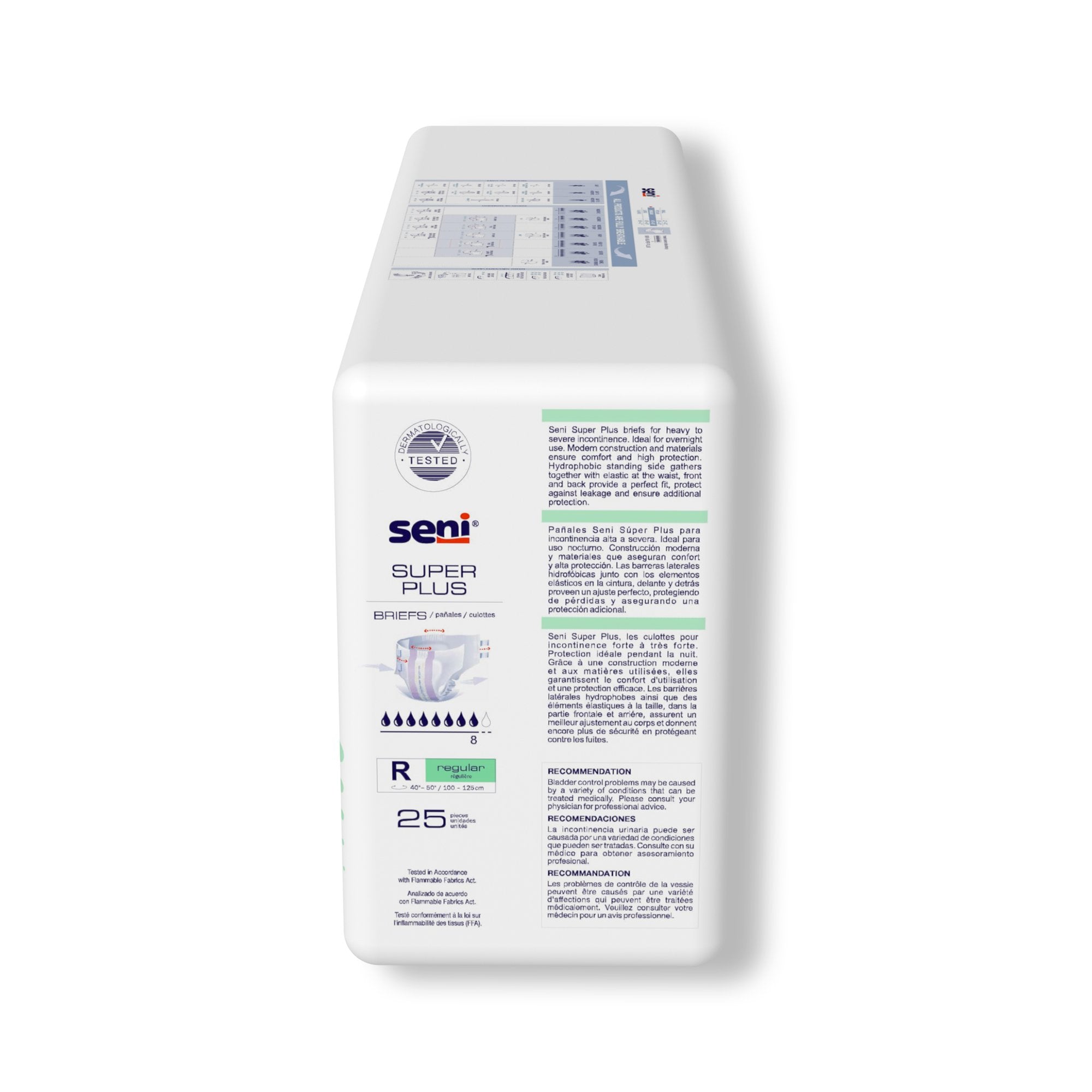 Seni® Super Plus Overnight Heavy Absorbency Incontinence Brief, Regular S-RE25-BP1