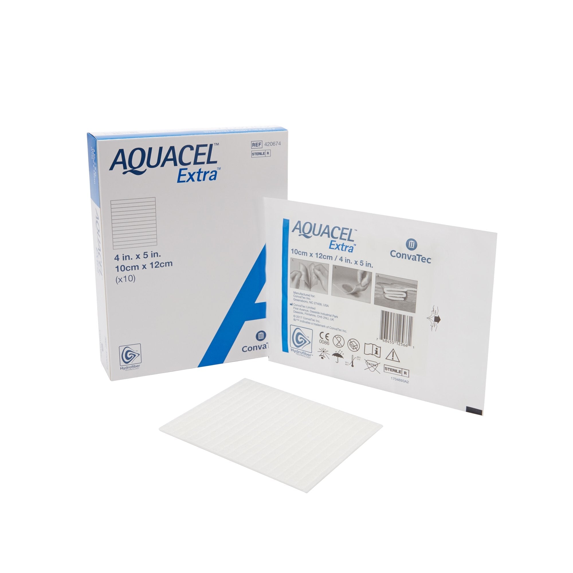 Aquacel® Extra™ Gelling Fiber Wound Dressing, 4 x 5 Inch 420674