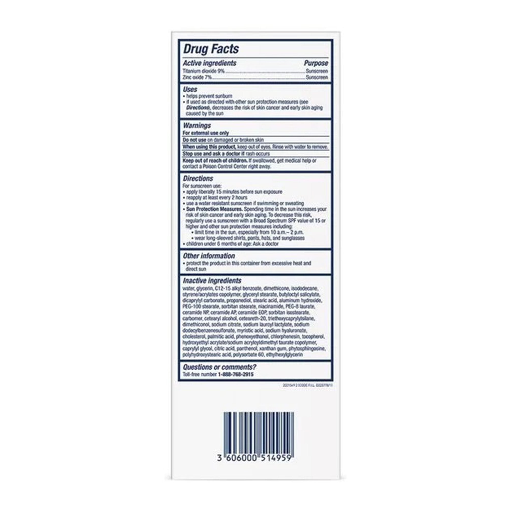 Sunscreen CeraVe® Hydrating Mineral Sunscreen Face SPF 50 Lotion 2.5 oz. Tube 60600051495