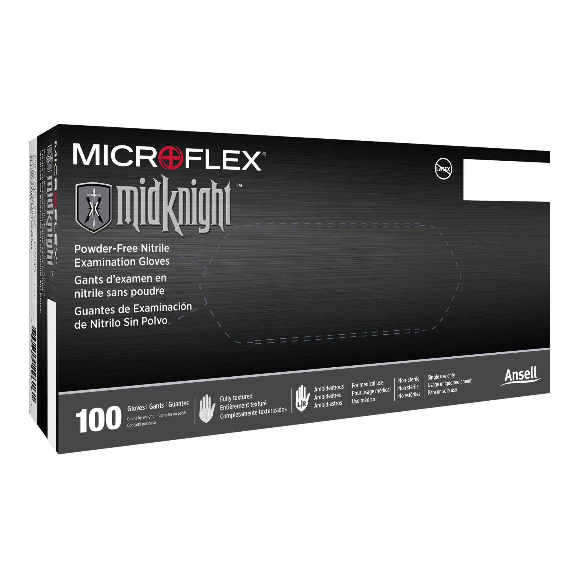 Microflex® Midknight™ Nitrile Exam Glove, Small, Black MK-296-S