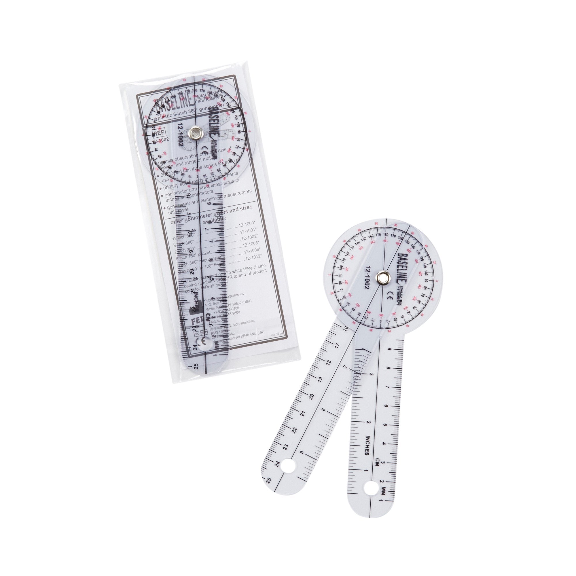 Baseline® 360° Head Plastic Goniometer, 6 Inch Arms 12-1002