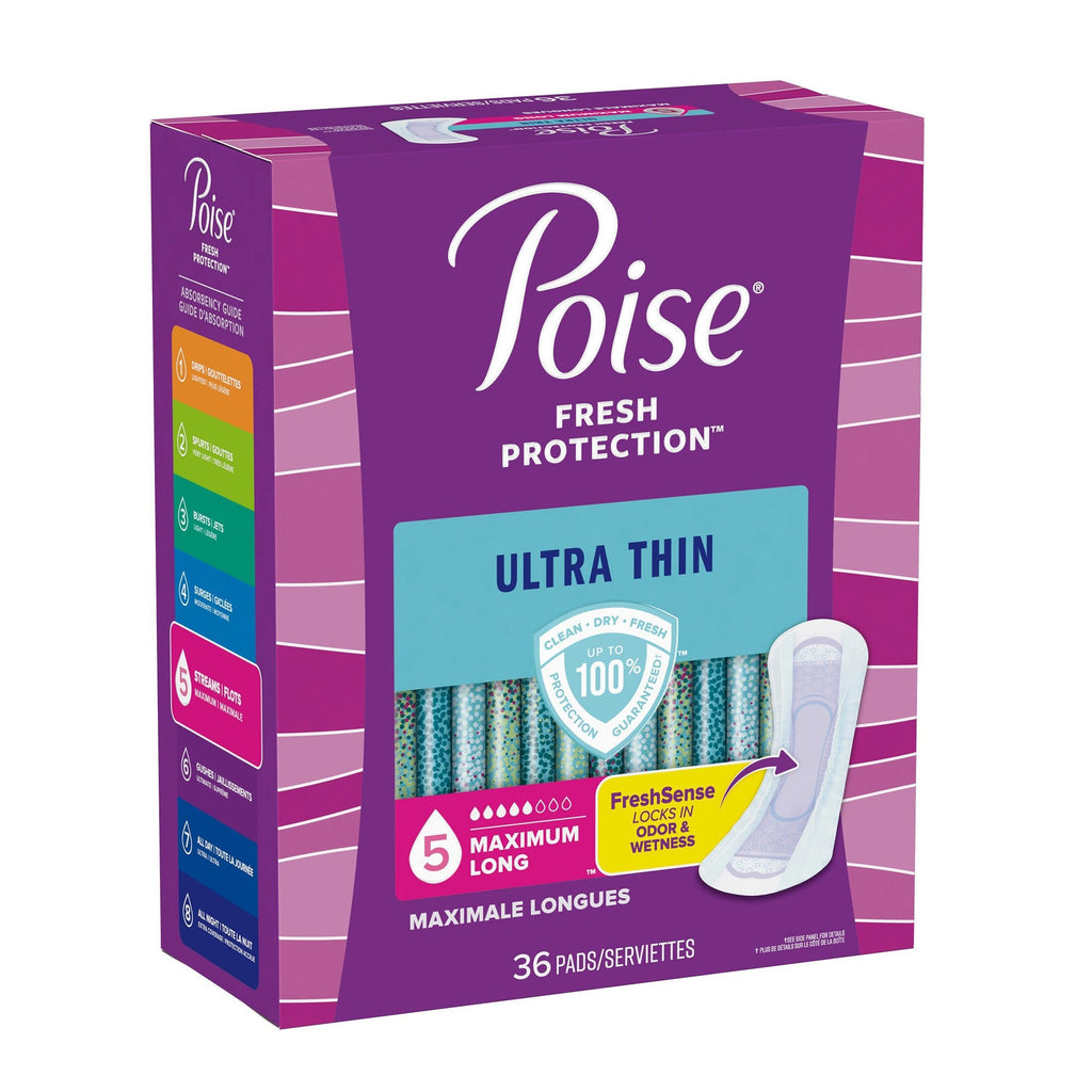 Poise® Fresh Protection™ Ultra Thin Pads, Maximum Long 54352