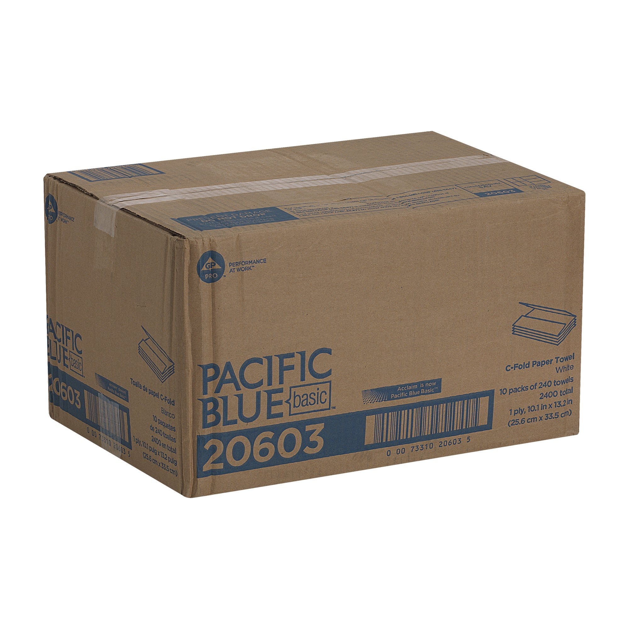Pacific Blue Basic™ Paper Towel, 240 per Pack, 10 Packs per Case 20603