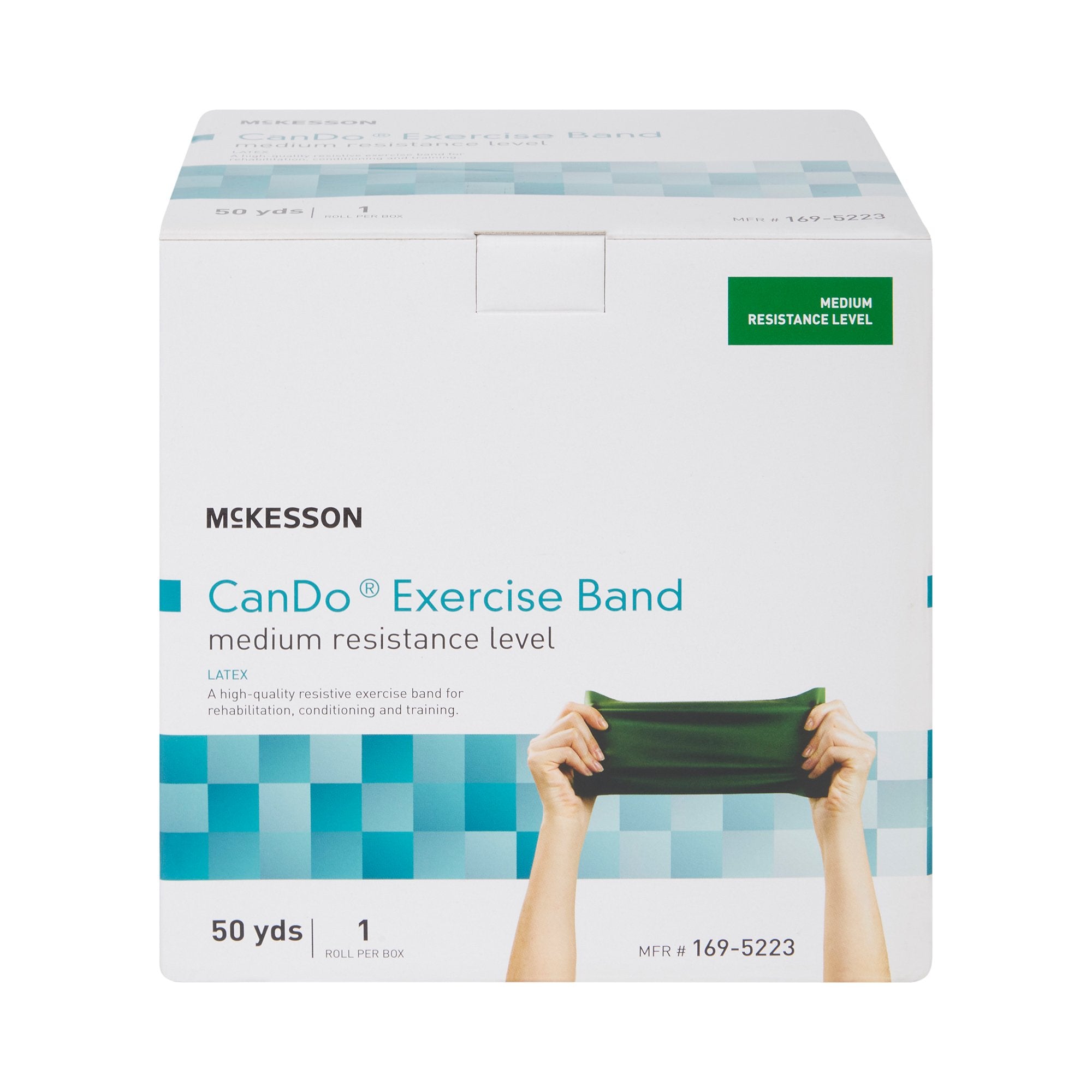 McKesson Exercise Resistance Band, Green, 5 Inch x 50 Yard, Medium Resistance 169-5223
