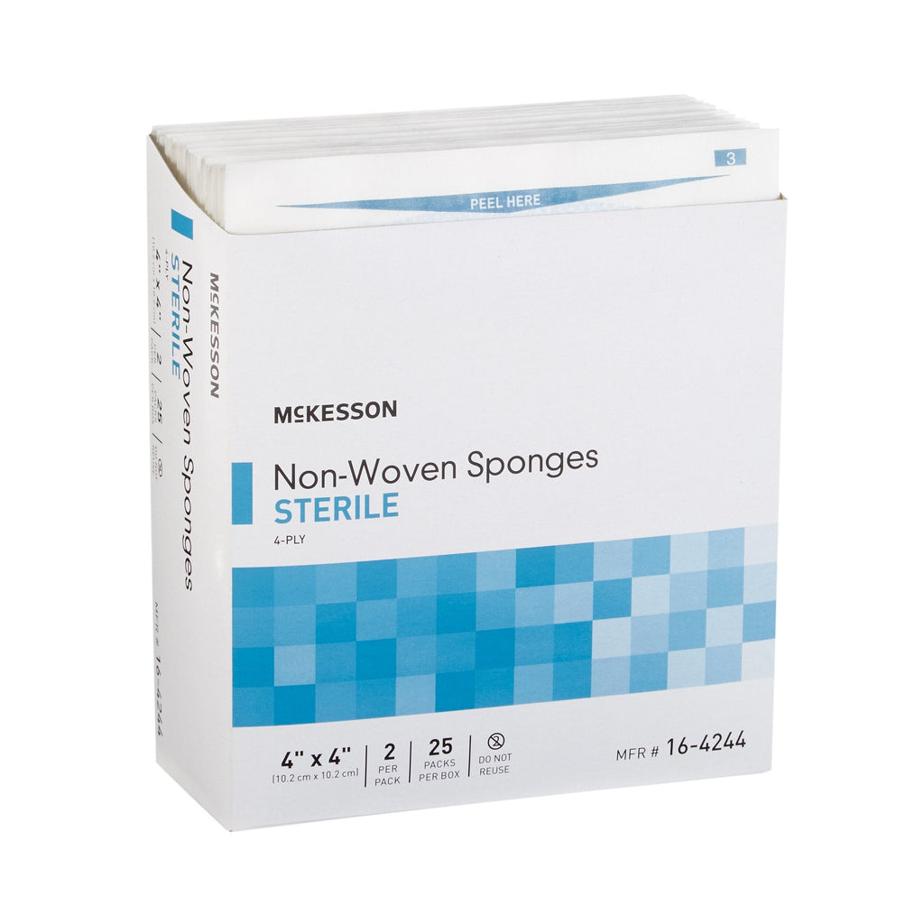 McKesson Sterile Nonwoven Sponge, 4 x 4 Inch, 4-Ply 16-4244