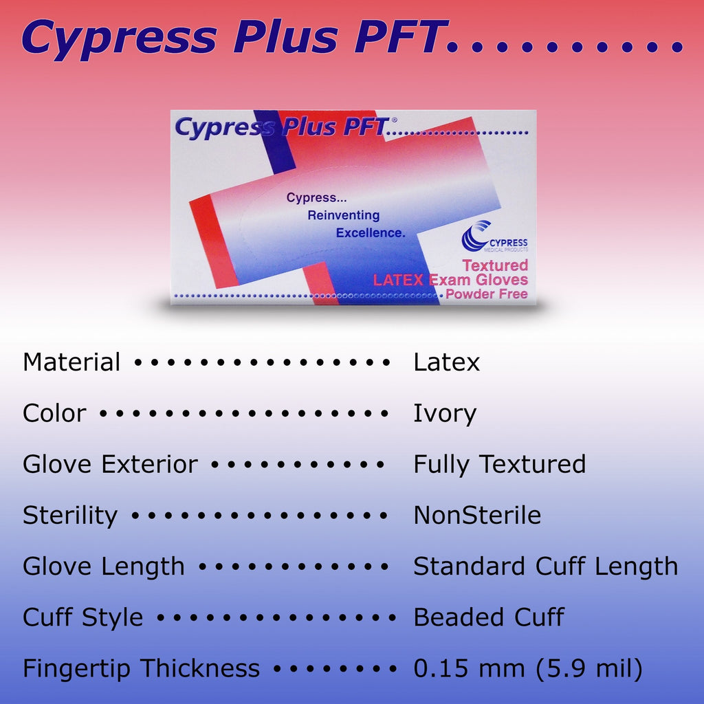 Cypress Plus® PFT Latex Exam Glove, Medium, Ivory 23-94