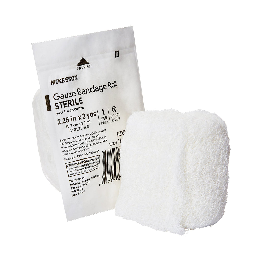 McKesson Sterile Fluff Bandage Roll, 2-1/4 Inch x 3 Yard, 6-Ply 16-4062