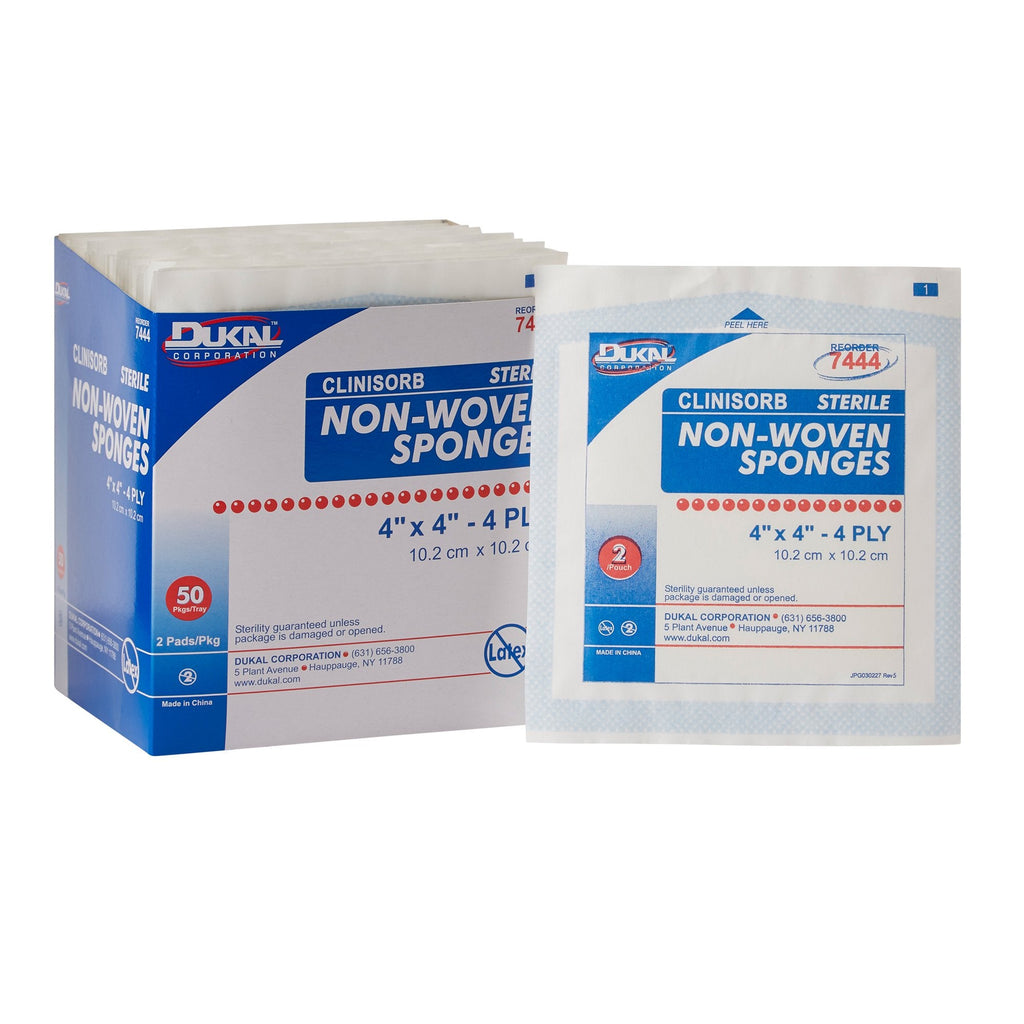 Clinisorb Sterile Nonwoven Sponge, 4 x 4 Inch, 4-Ply 7444