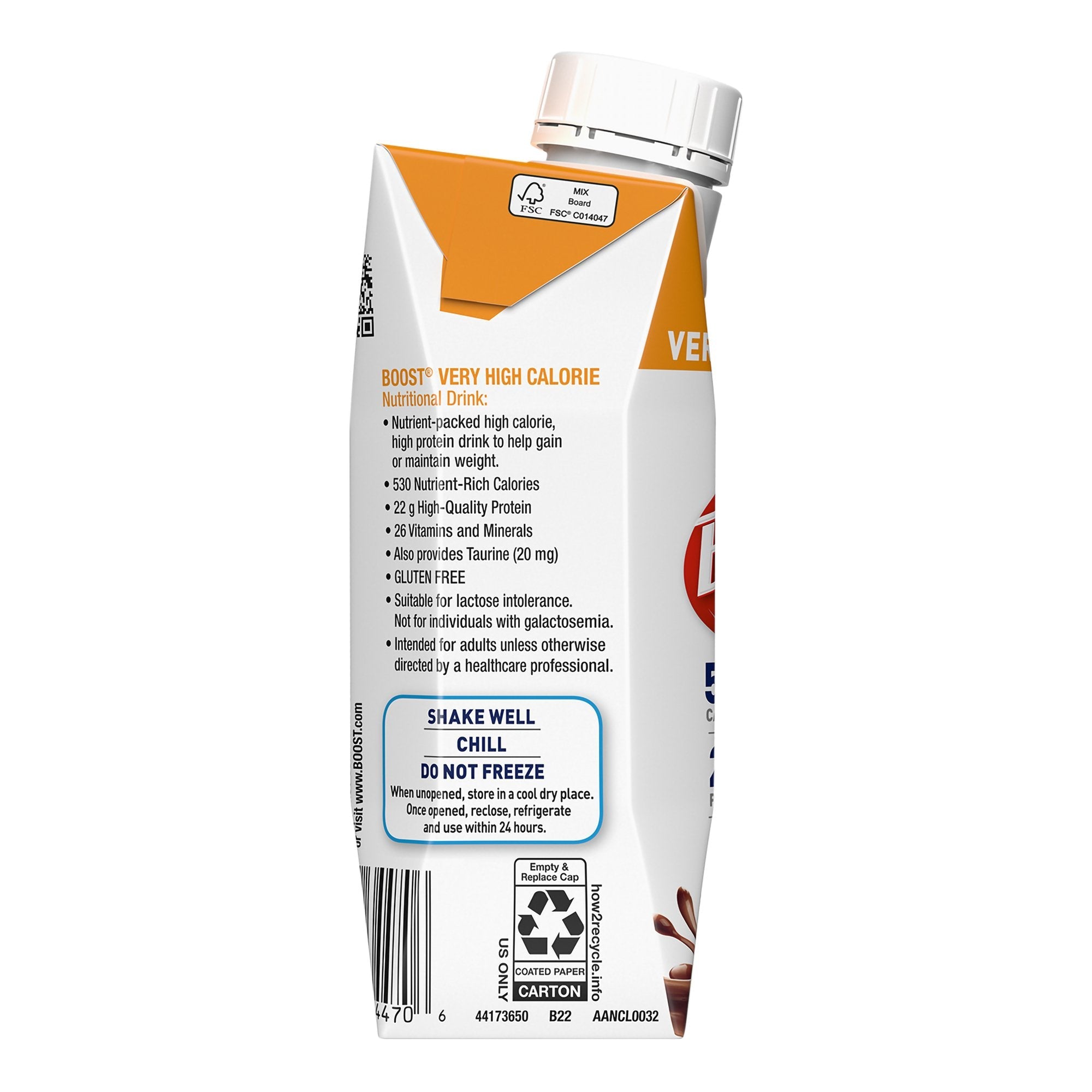 Boost® Very High Calorie Chocolate Nutritional Drink, 8-ounce carton 00043900906584