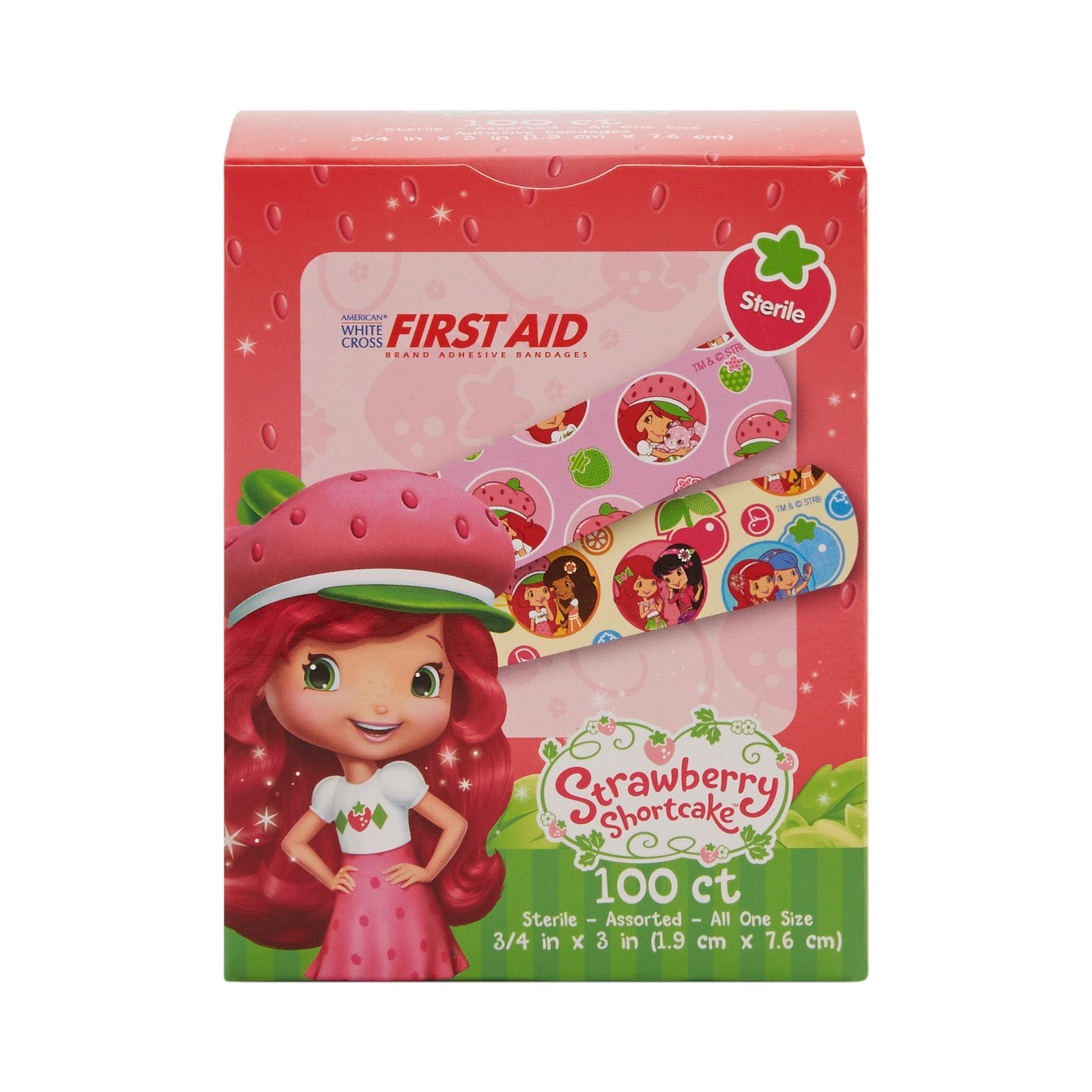American® White Cross Stat Strip® Strawberry Shortcake Design Adhesive Strips 10851