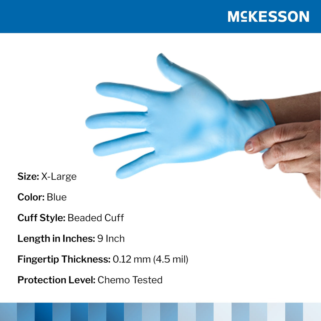 McKesson Confiderm® 4.5C Nitrile Exam Glove, Extra Large, Blue 14-660C