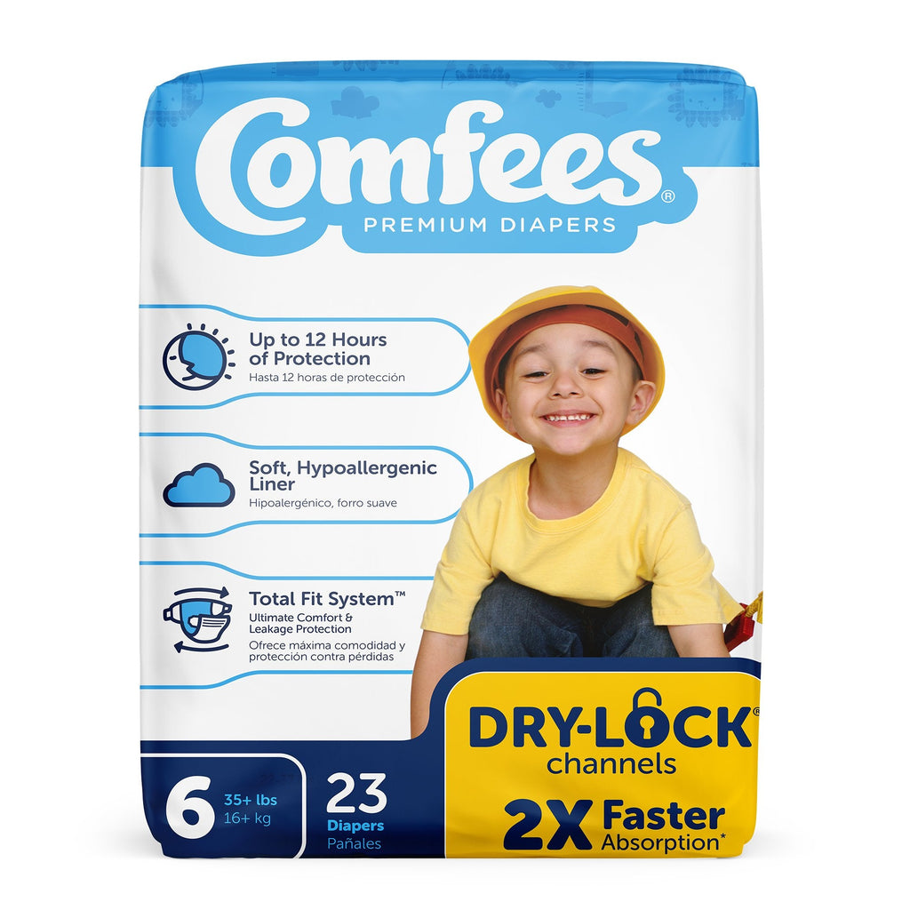 Attends Comfees Premium Baby Diapers, Tab Closure, Kid Design, Size 6 CMF-6