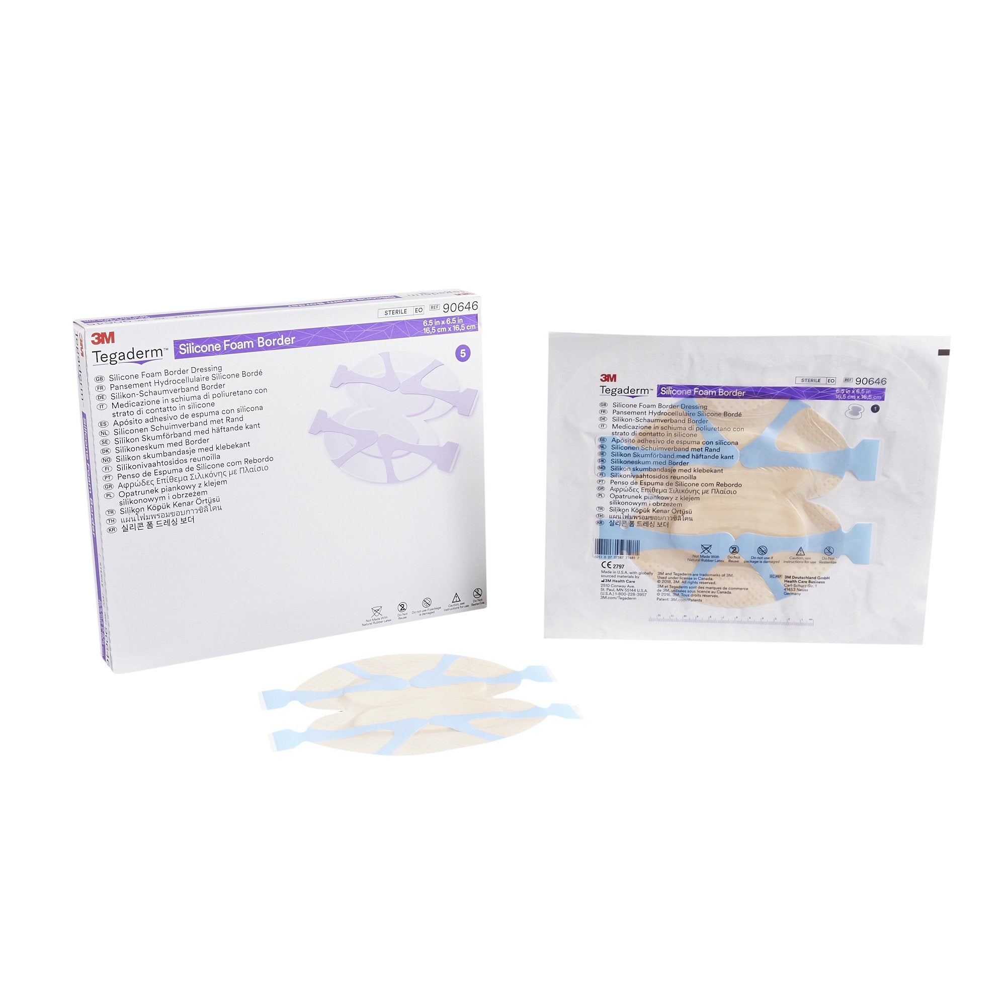 3M™ Tegaderm™ Silicone Foam Dressing, 6-1/2 x 6-1/2 Inch Heel / Contour 90646