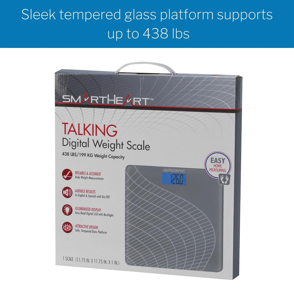 SmartHeart Talking Scale, Digital Bathroom Scale, 438 lbs Capacity 19-103
