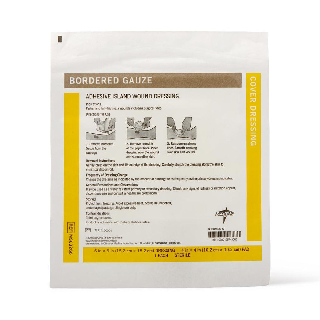 Medline White Island Dressing, 6 x 6 Inch MSC3266