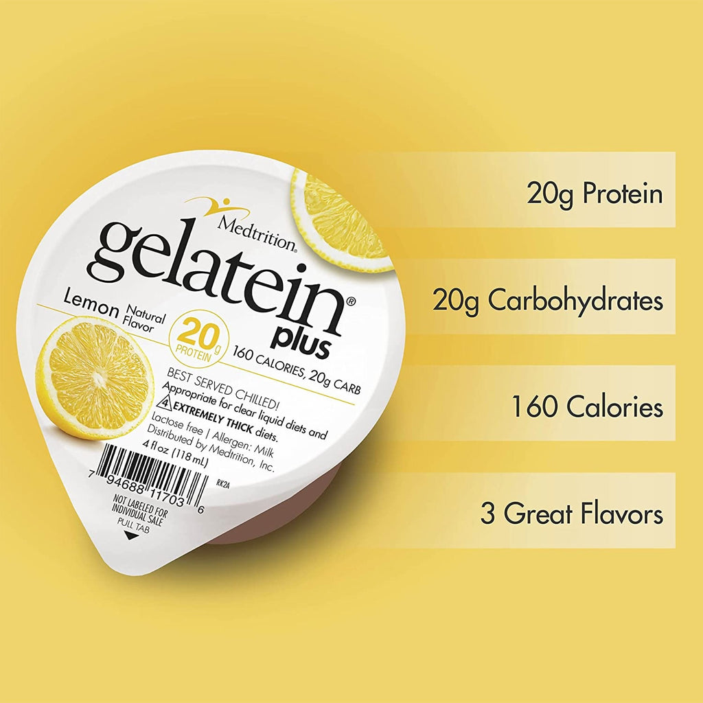 Gelatein® Plus Lemon High Protein Gelatin, 4-ounce cup 11703