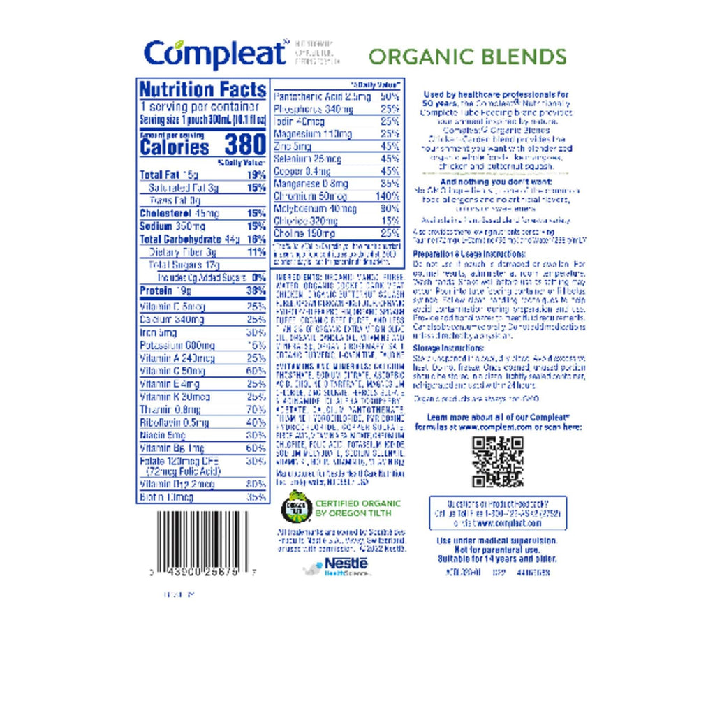 Compleat® Organic Blends Chicken-Garden Blenderized Whole Foods, 10.1 oz. Pouch 00043900479934