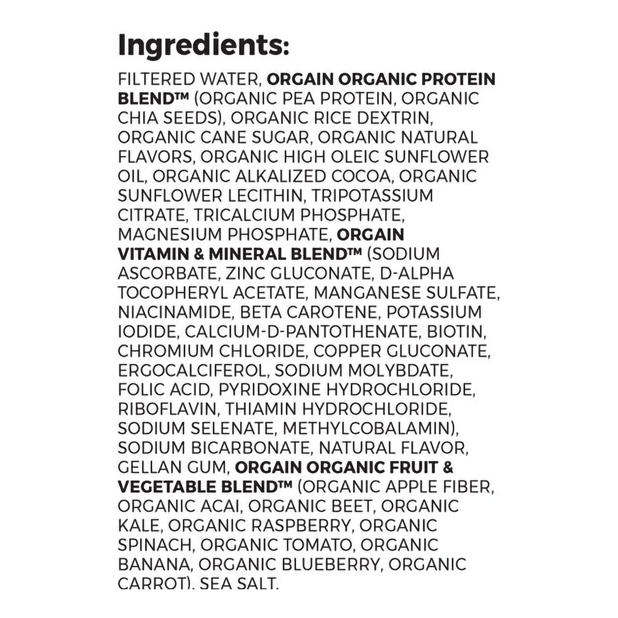 Orgain® Organic Nutrition™ Vegan Chocolate Nutritional Shake, 11-ounce carton 851770003216