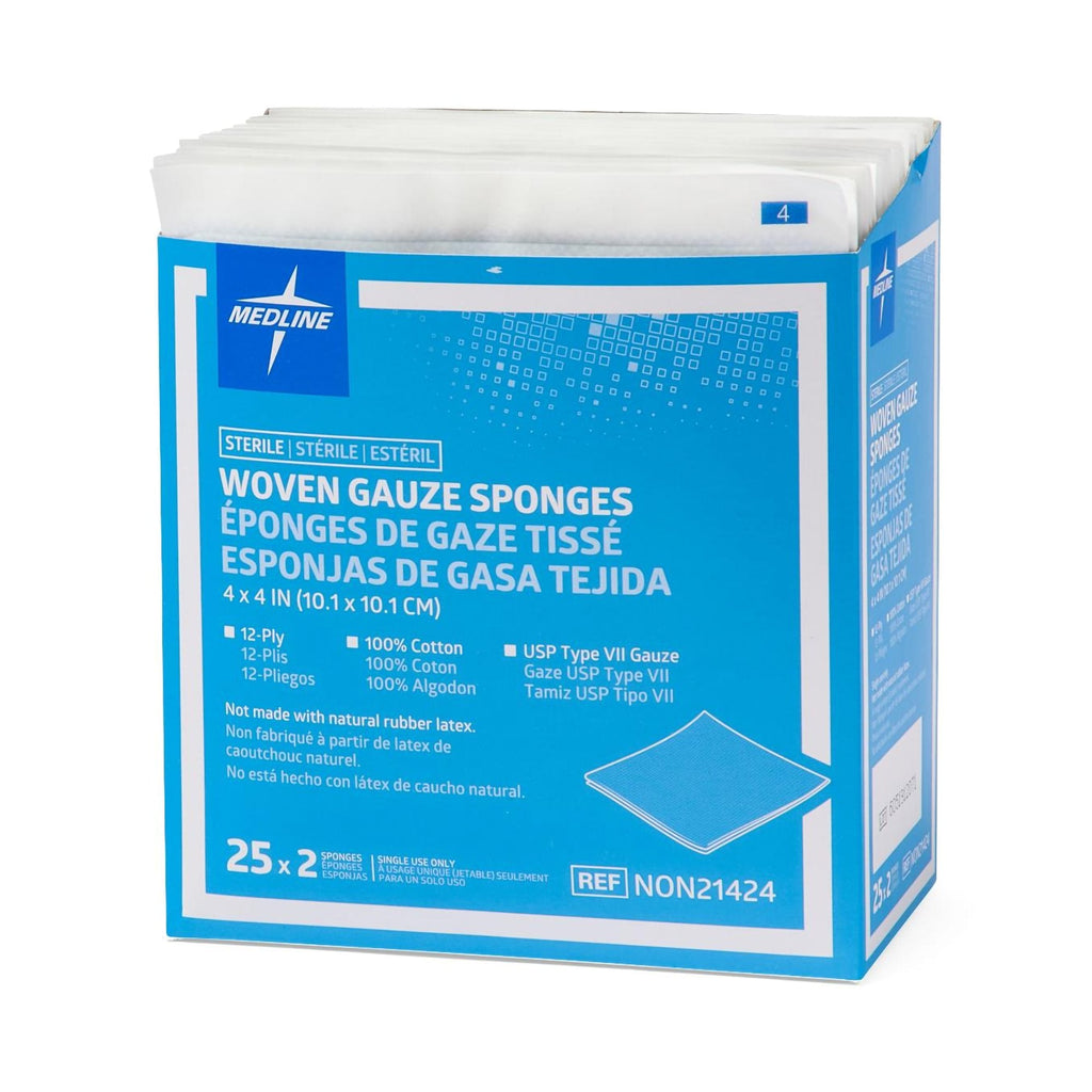 Sterile USP Type VII Gauze Sponge, 4 x 4 Inch, 12-Ply NON21424