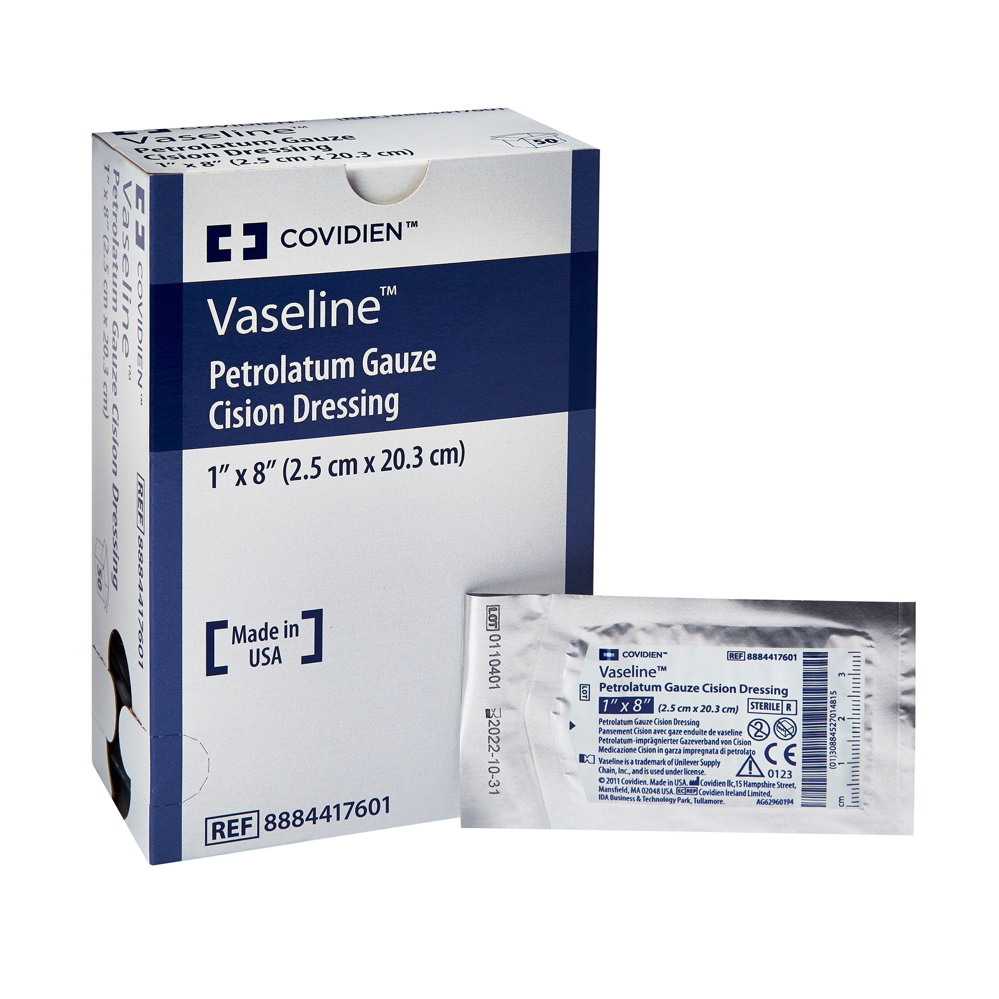 Vaseline® Petrolatum Impregnated Dressing, 1 x 8 Inch 8884417601