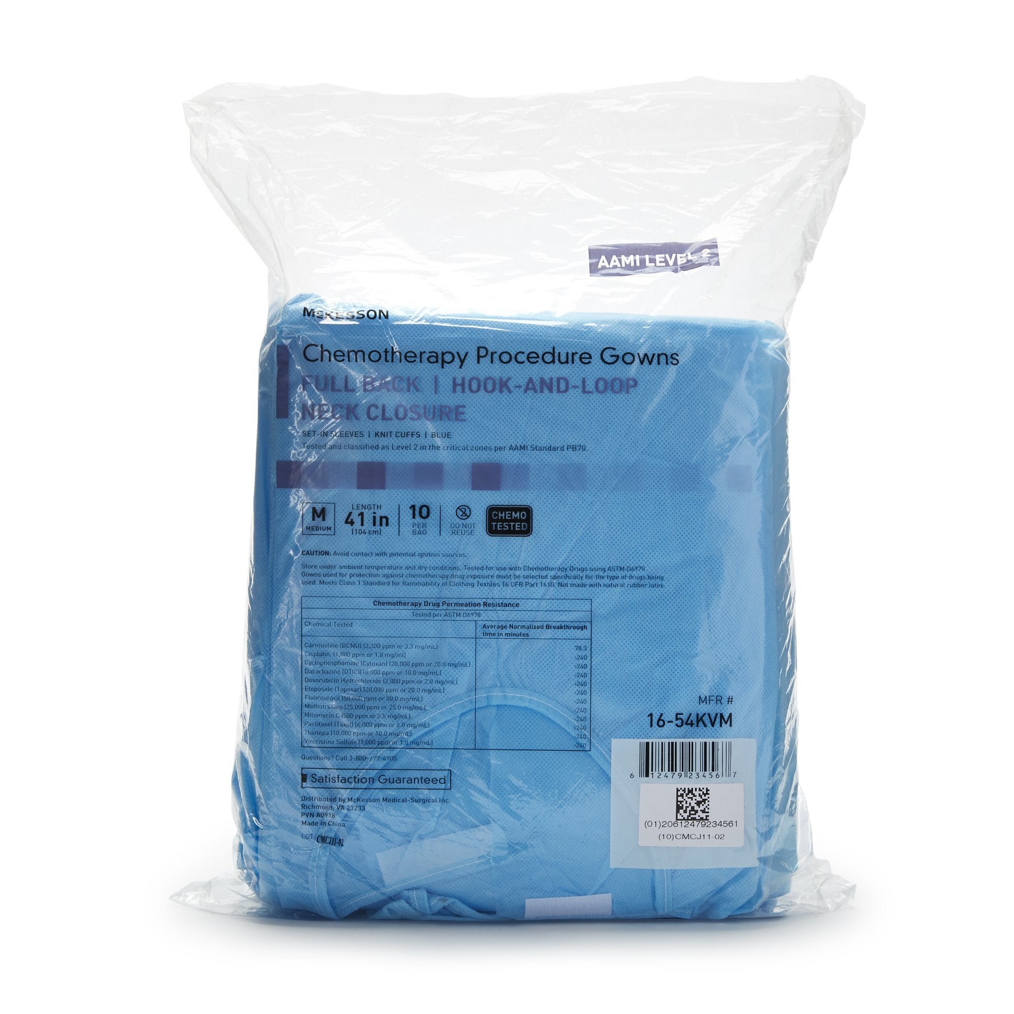 McKesson Full Back Chemotherapy Procedure Gown, Medium 16-54KVM