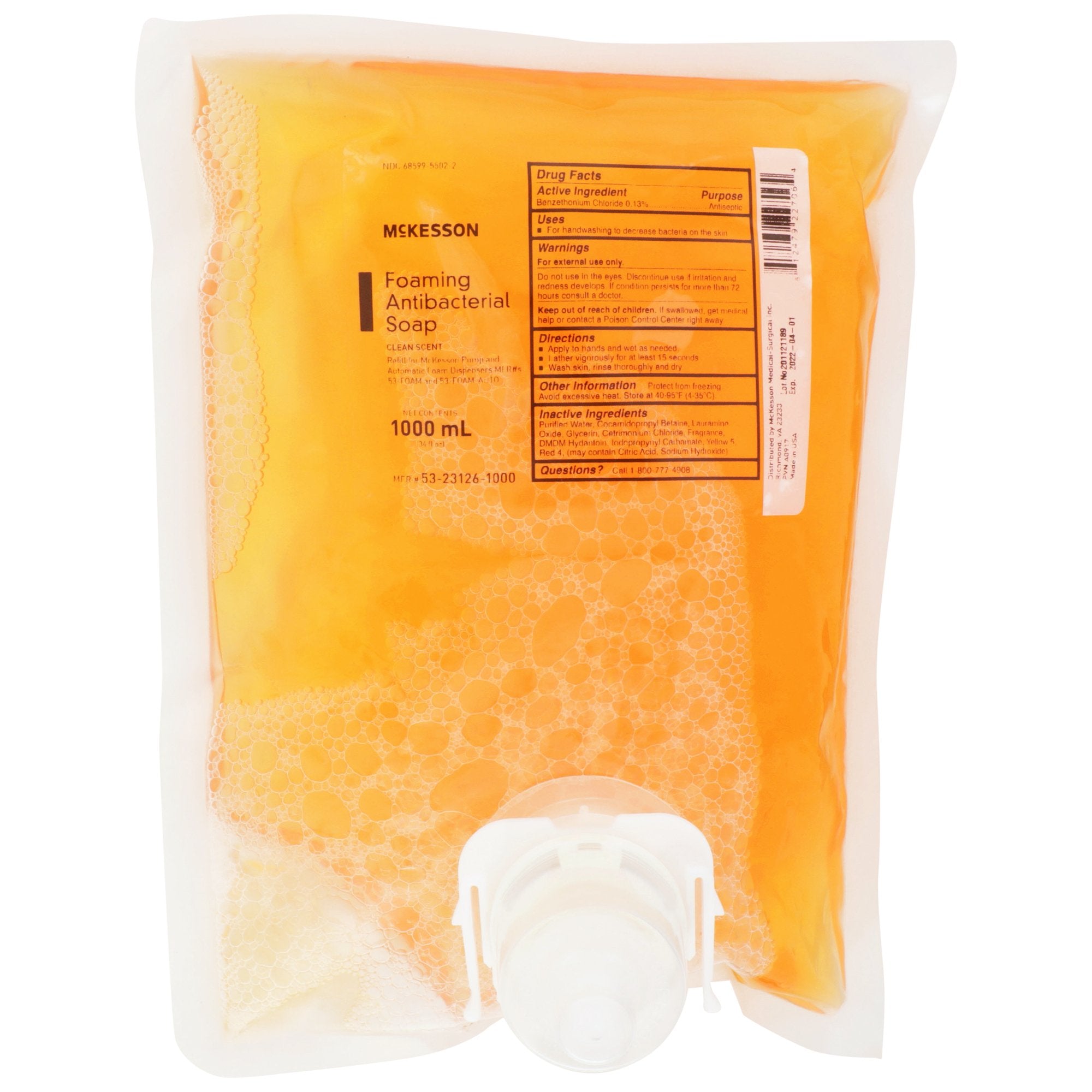 McKesson Clean Scent Foaming Antibacterial Soap, 1000 mL Refill Bag 53-23126-1000