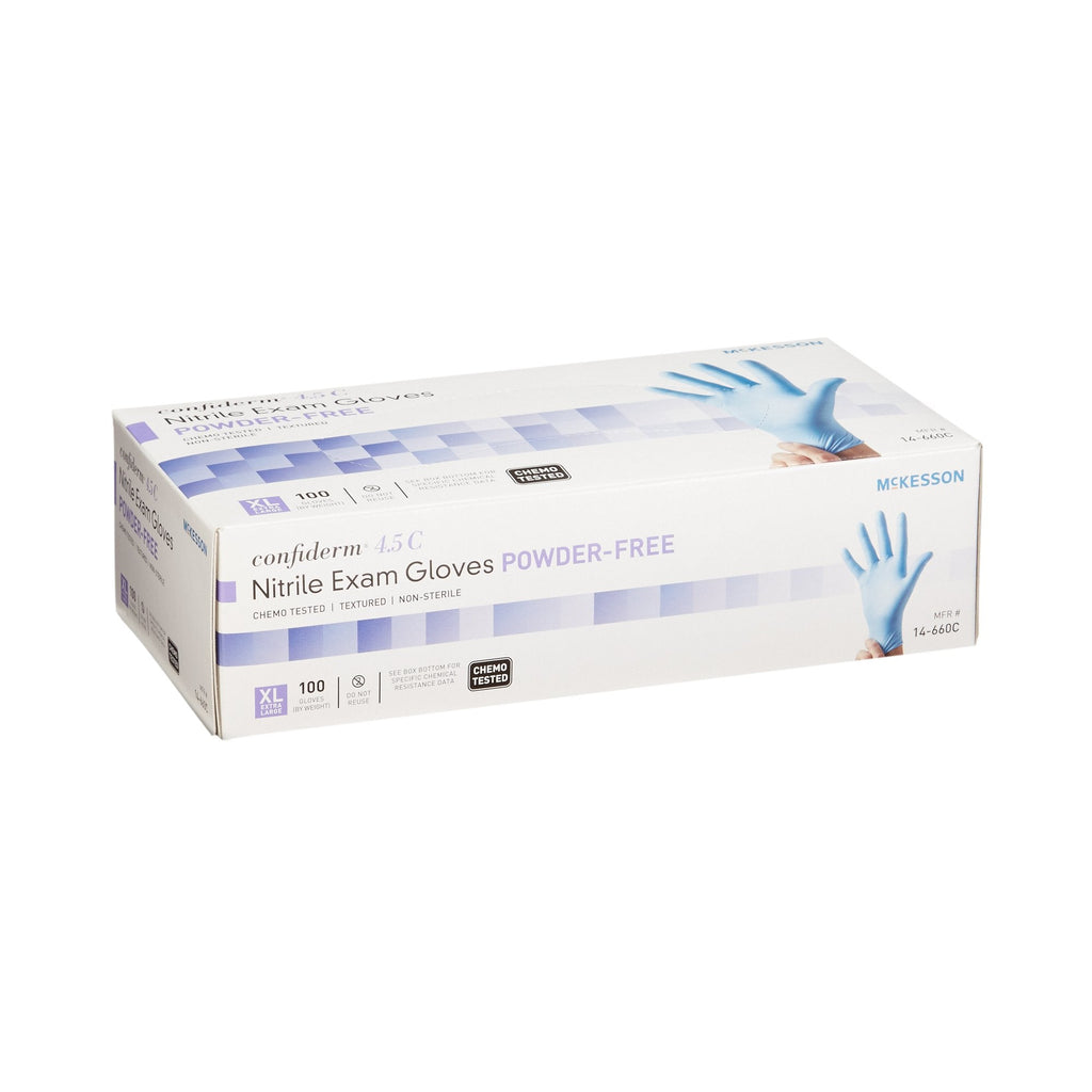 McKesson Confiderm® 4.5C Nitrile Exam Glove, Extra Large, Blue 14-660C