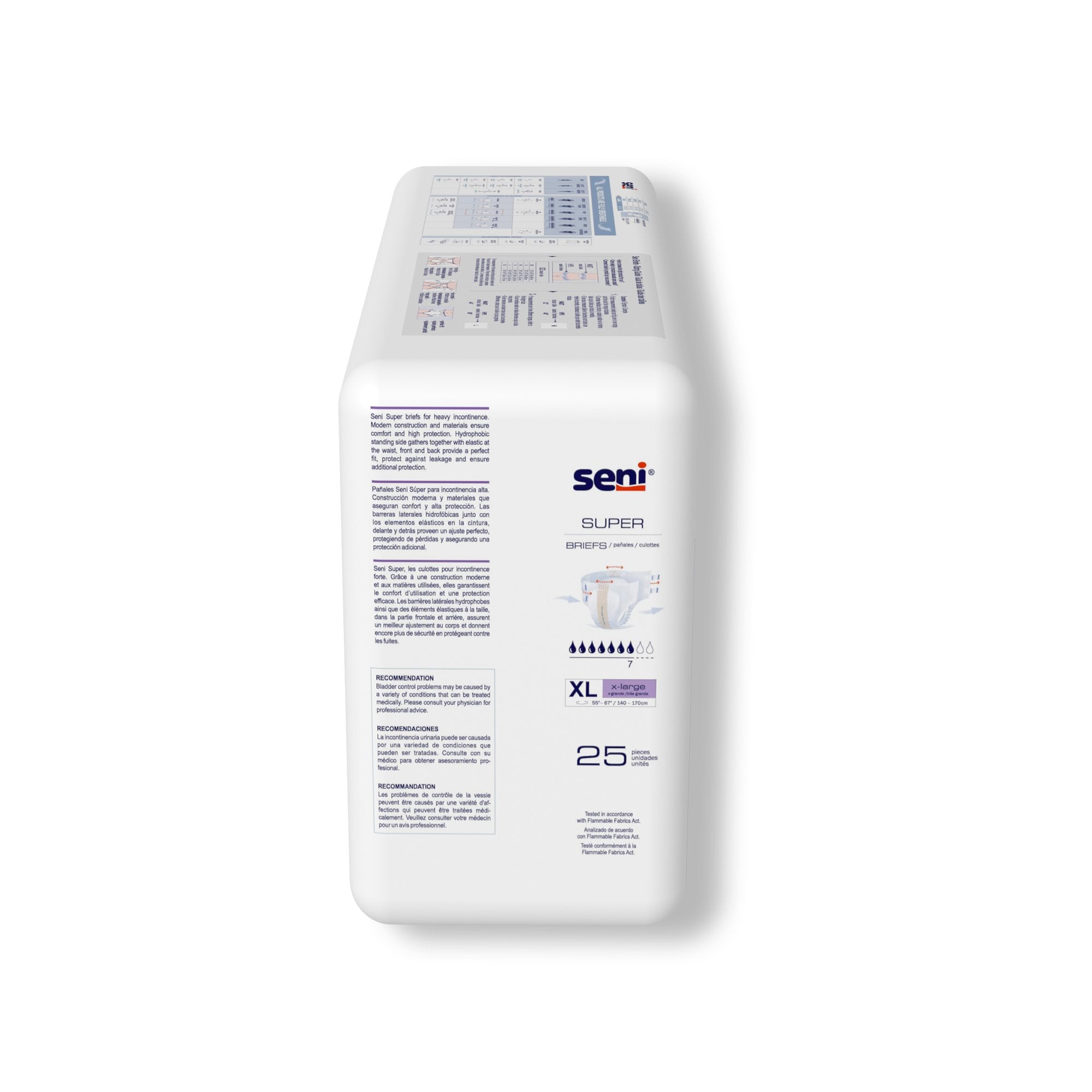 Seni® Super Heavy Absorbency Incontinence Brief, Extra Large S-XL25-BS1