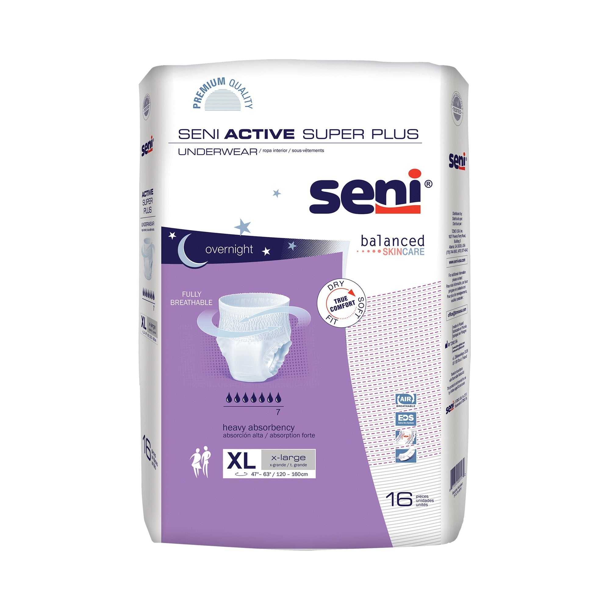 Seni® Active Super Plus Overnight Heavy Absorbent Underwear, Extra Large S-XL16-AP1