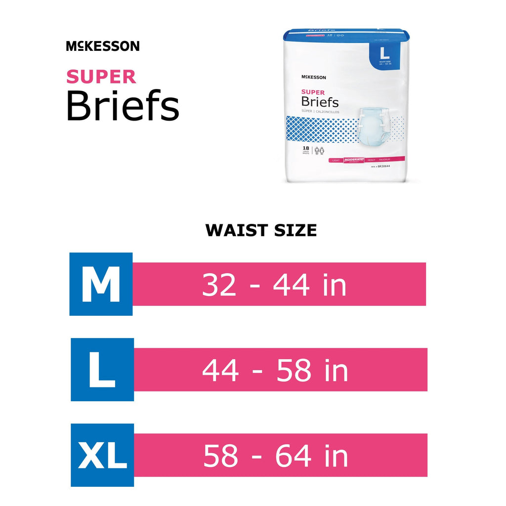 McKesson Super Moderate Absorbency Incontinence Briefs, Large BR30644