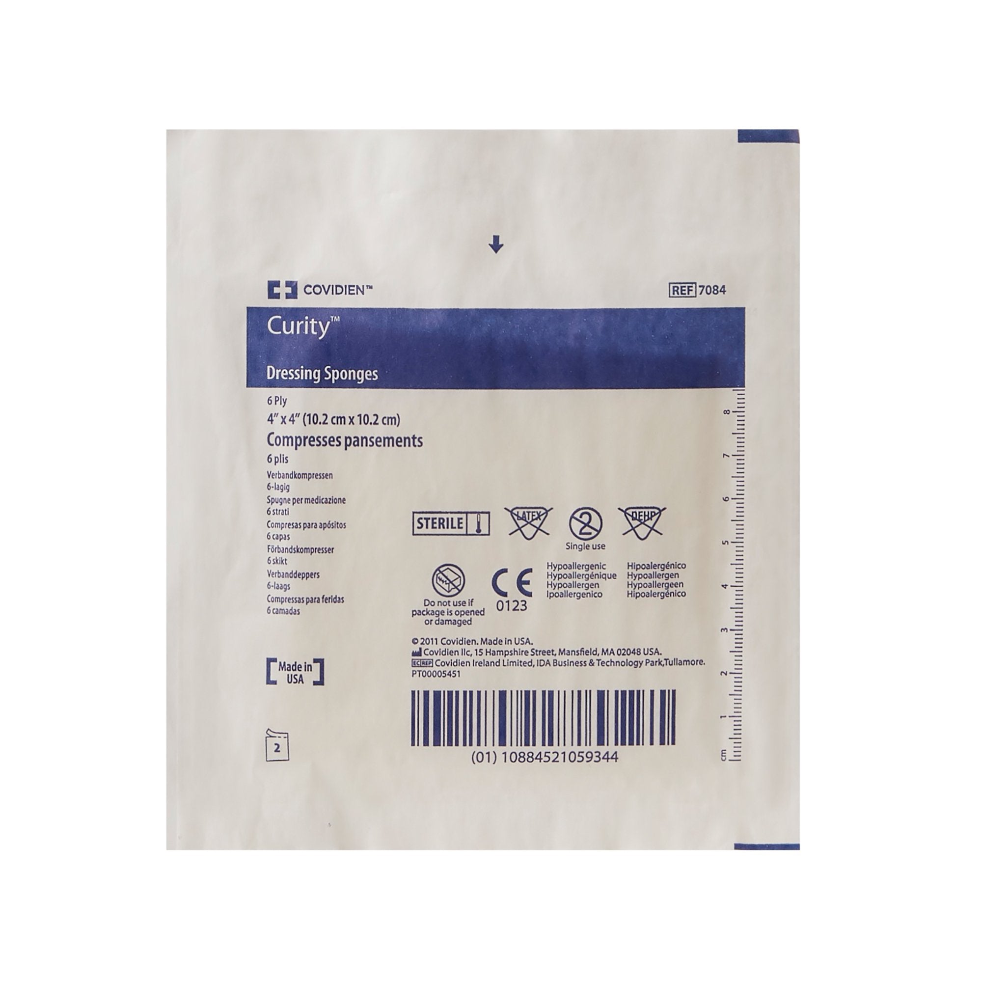 Curity™ Sterile Nonwoven Sponge, 4 x 4 Inch, 6-Ply 7084-