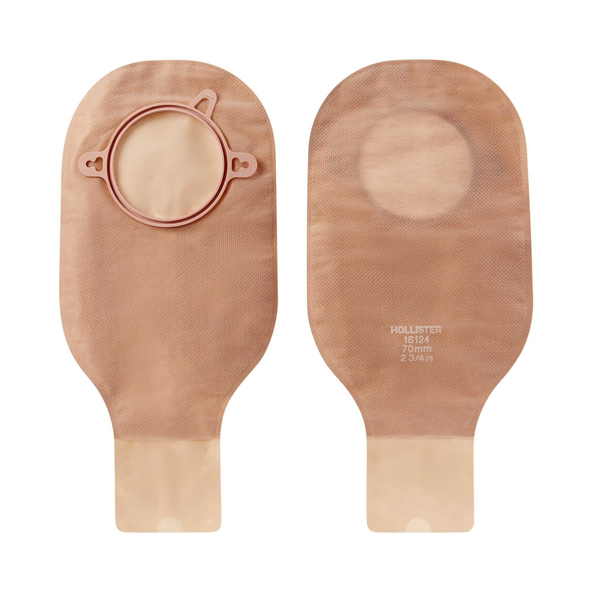New Image™ 18124 Beige Colostomy Pouch, Pre-cut to Fit 70 mm Stomas, Blue Match 18124