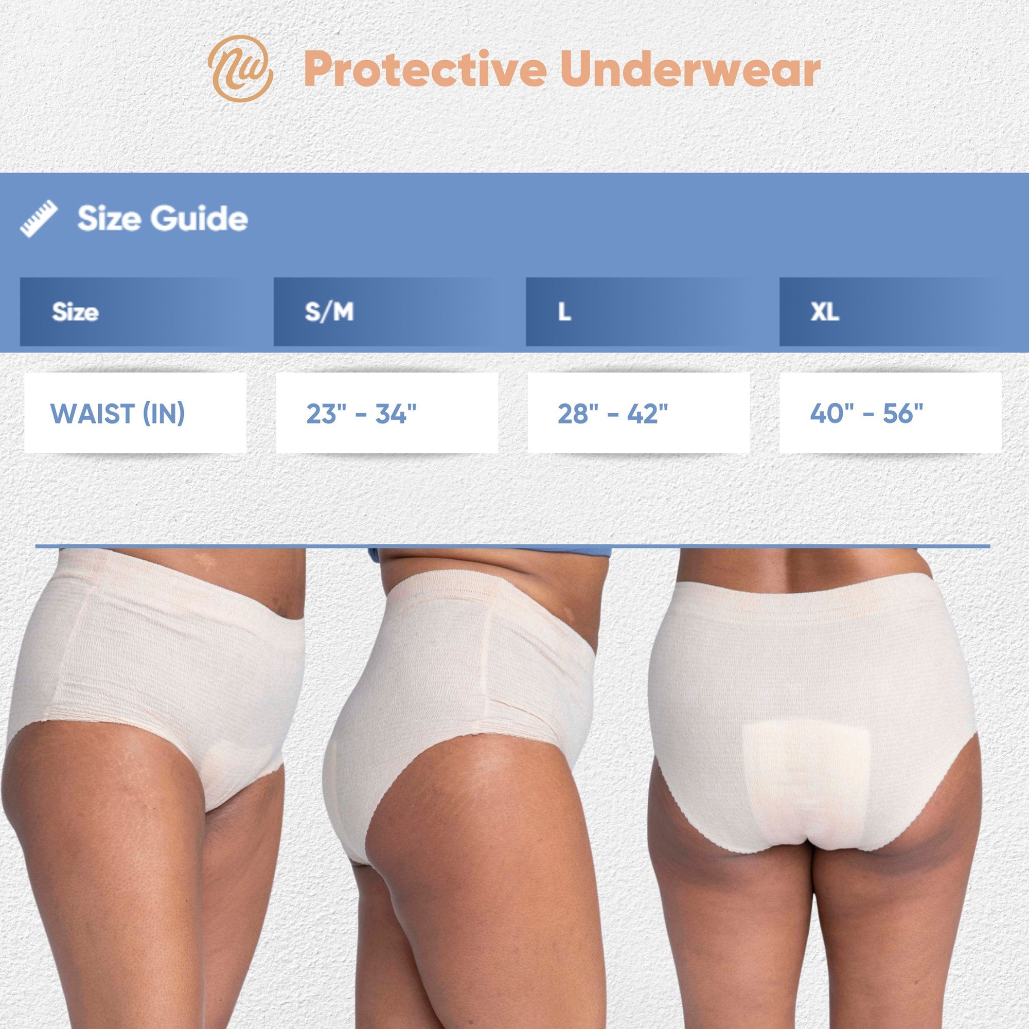 Nexwear Women's Pull-On Absorbent Underwear, Extra Large, Tan 203